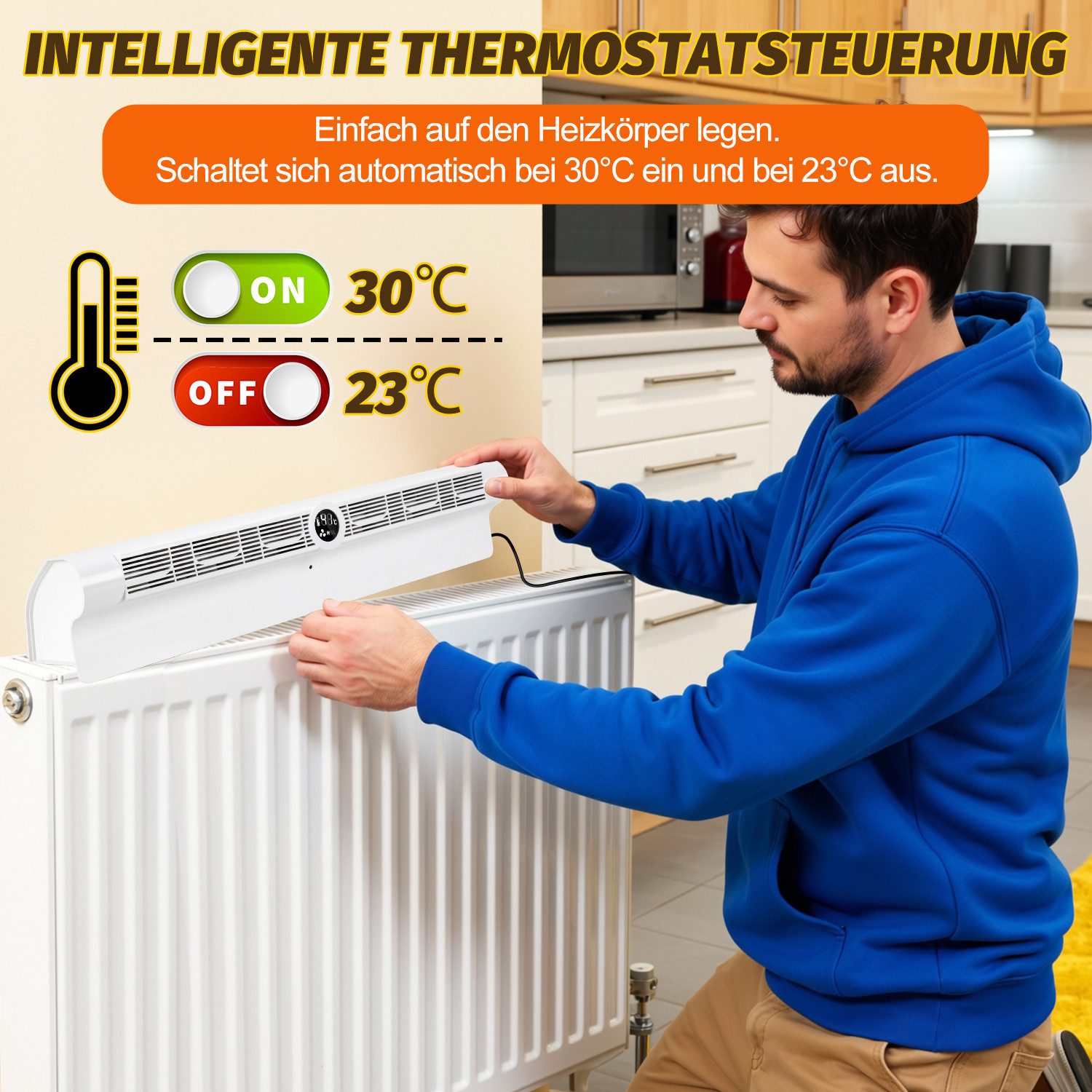 Clanmacy Heizkörperkonsole Heizverstärker Heizstrahler Display bessere Heizleistung mit Kabel 2x – Bild 4 von 5