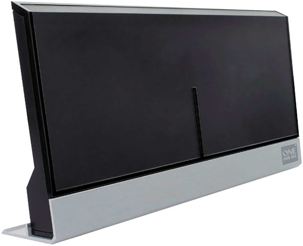 One for All SV 9385-5G Innenantenne (DVB-T, DVB-T2, UKW, für Innenbereich, Verstärkung: 47 dB), Alu STAND Antenne 5G black