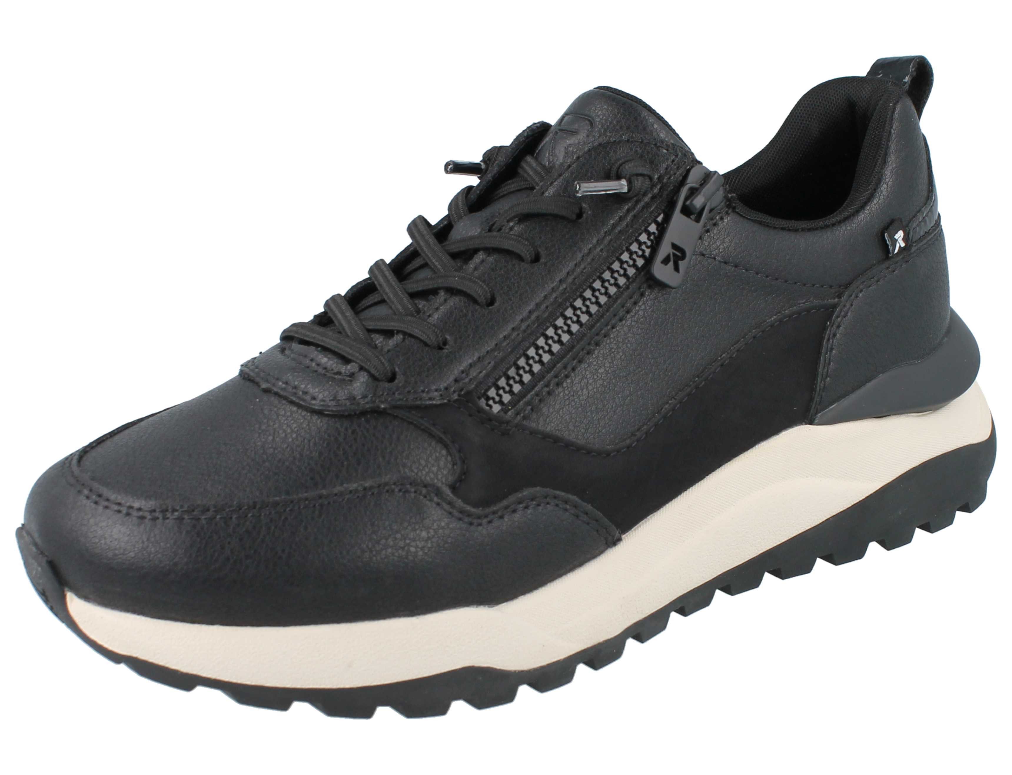 RIEKER R Evolution Damen Sneaker schwarz Glattleder - Größe: 42 Schnürschuh