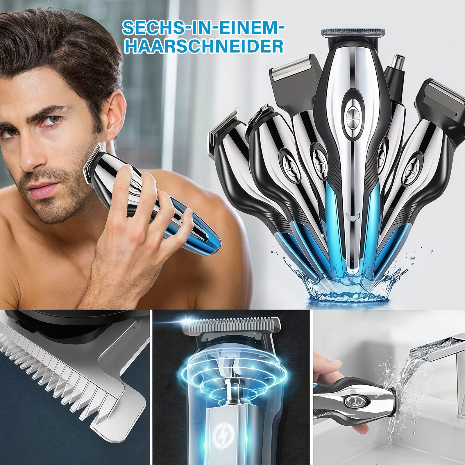 MOPUEA Haarschneider Haarschneidemaschine Profi Haarschneider Herren Haartrimmer, Styling Set Wasserdicht, Barttrimmer Präzisionstrimmer Langhaarschneider