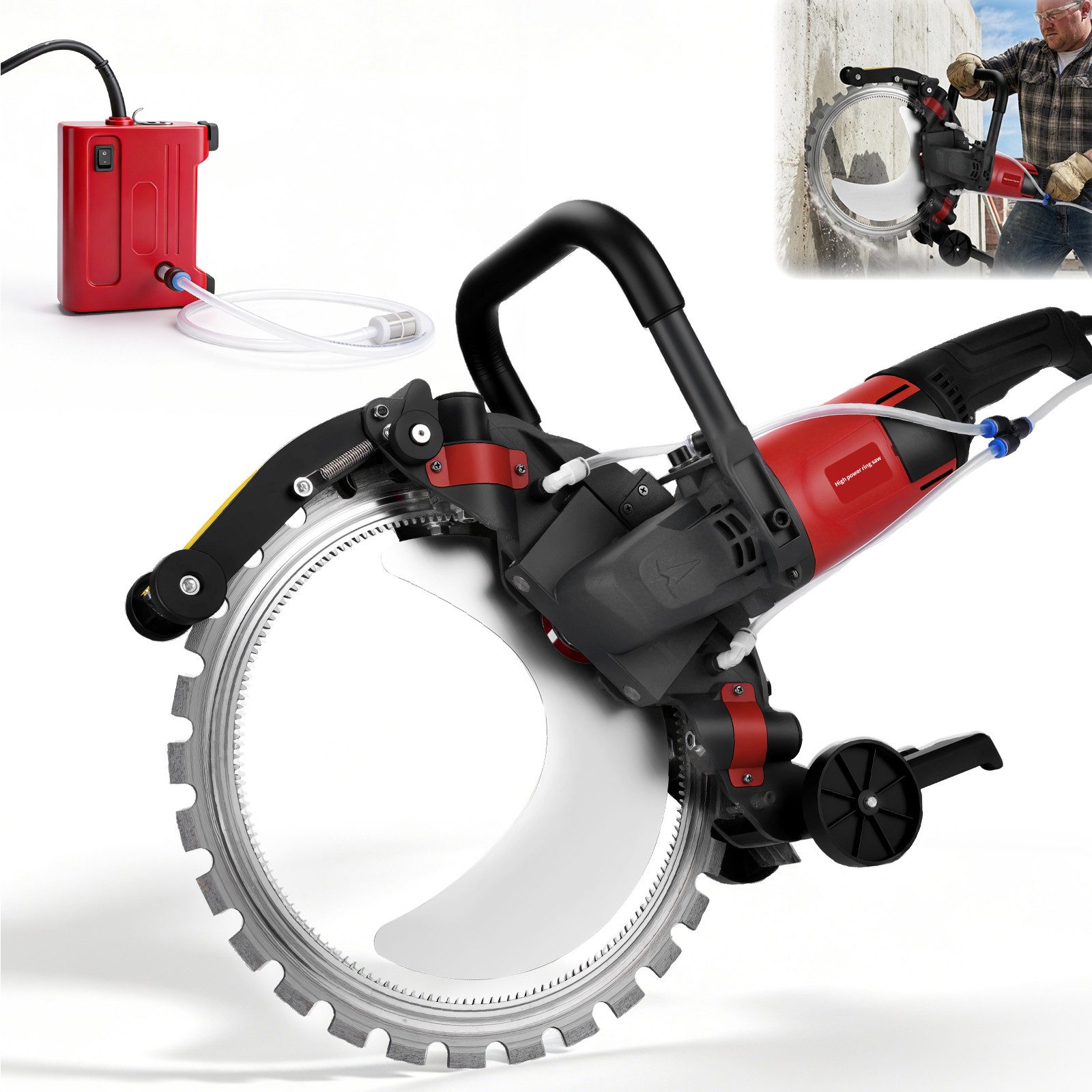XERSEK Betonsäge 5000W Elektrische Betonschneider +Wasserpumpe Trennschneider Steinsäge, Sägeblatt Ø40,8cm, Schnitttiefe 30cm, Diamantblatt Wandschlitzmaschine, Nassschnitt Kreissäge für Schlitzen & Schneiden in Wänden Böden Rohren