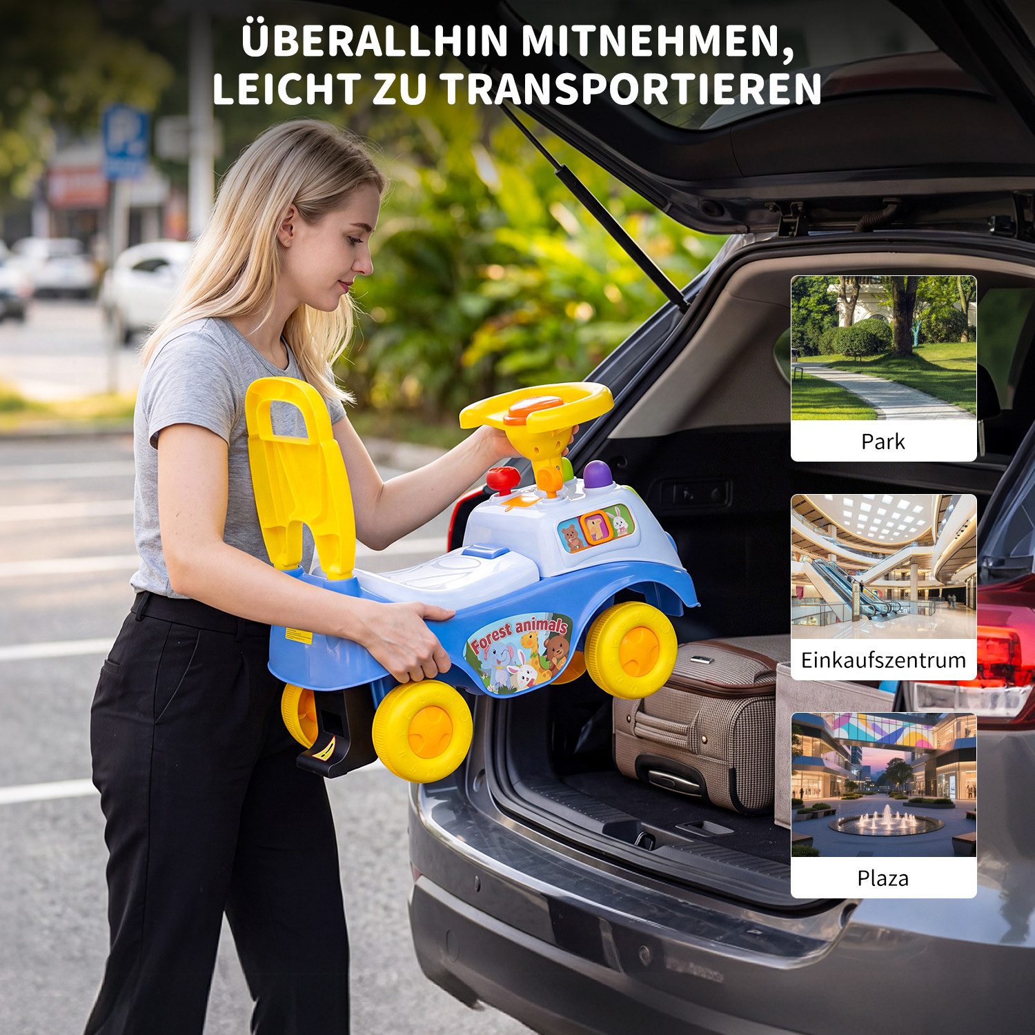 oyajia Rutscherauto Kinderfahrzeug mit Stauraum,Lauflernhilfe Babywalker Spiel, (auch als Lauflernhilfe nutzbar, Kinder Rutschauto)