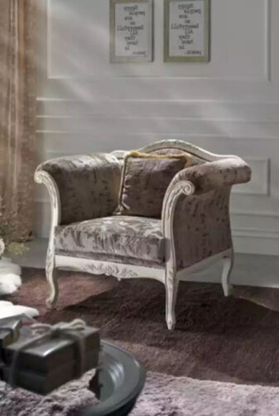 JVmoebel Sessel Modern Sessel Polster Design Luxus Textil Couch Grau Neu (1-St., Sessel), Made in Italy