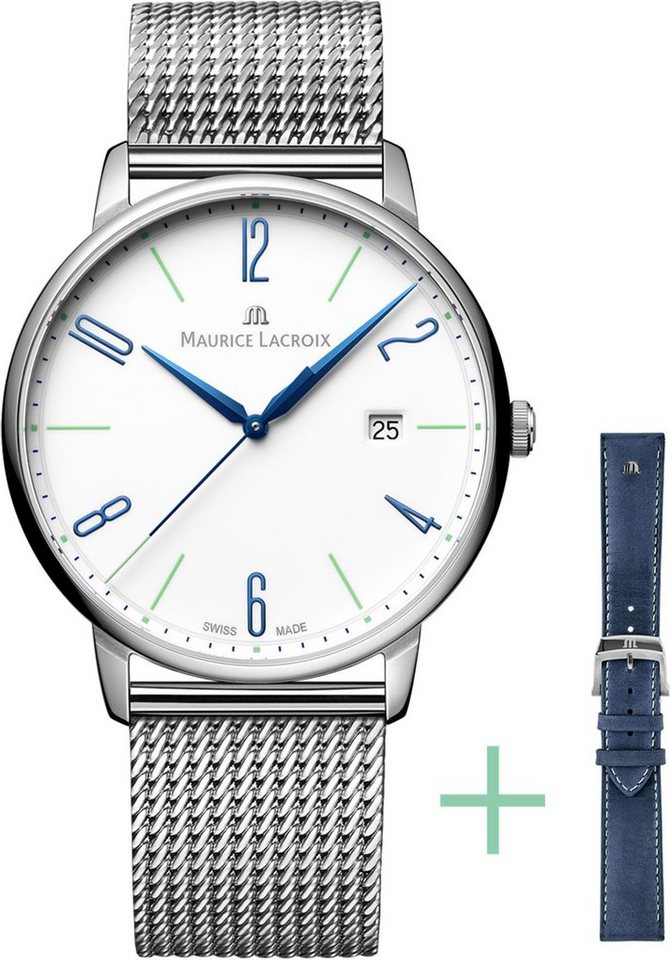 MAURICE LACROIX Schweizer Uhr Eliros Date, EL1118-SS00E-120-C, (Set, 2-tlg.,  mit Wechselband aus Metall)