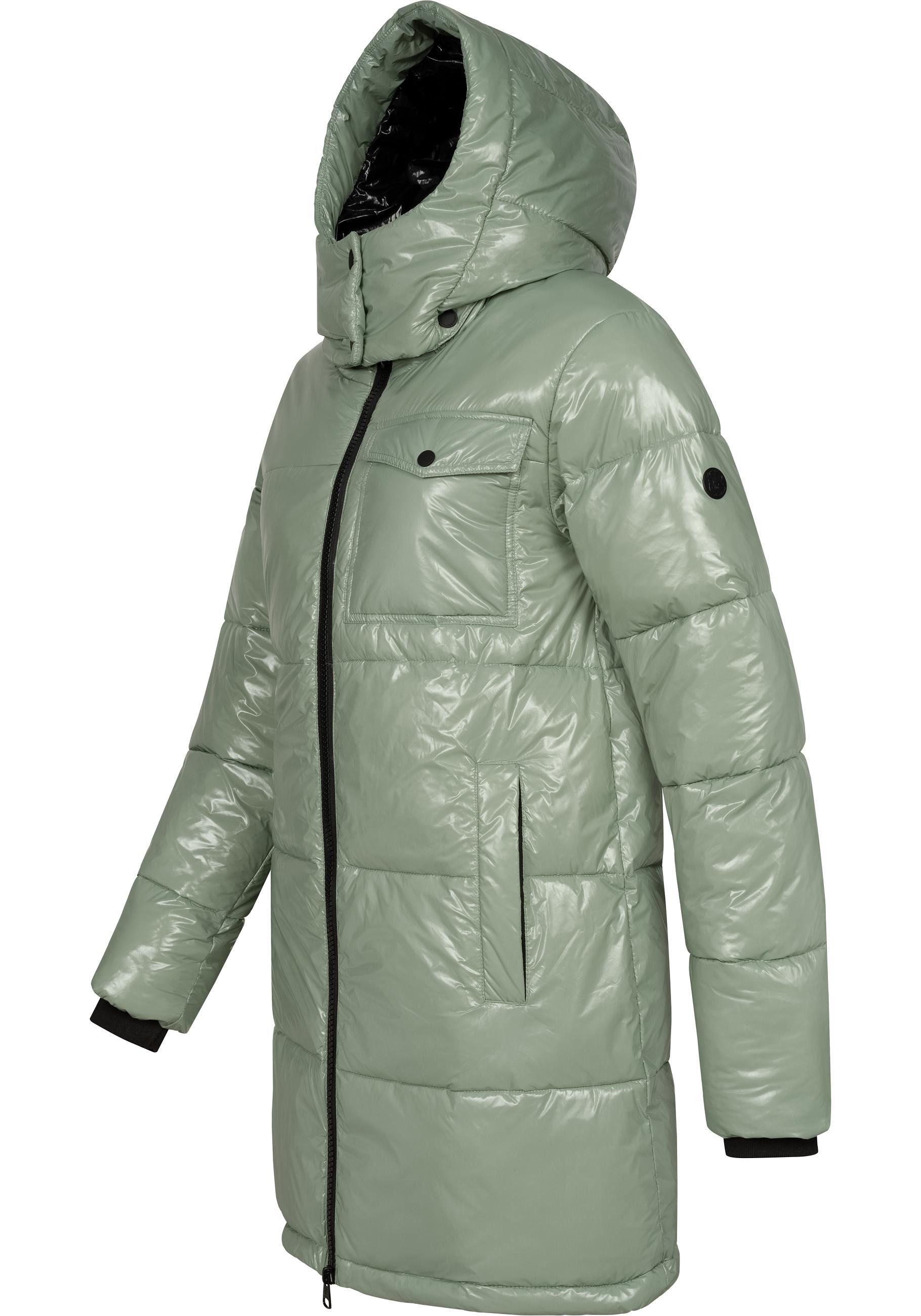 Ragwear Wintermantel Roobie Long super stylischer, gänzender Damen Steppmantel