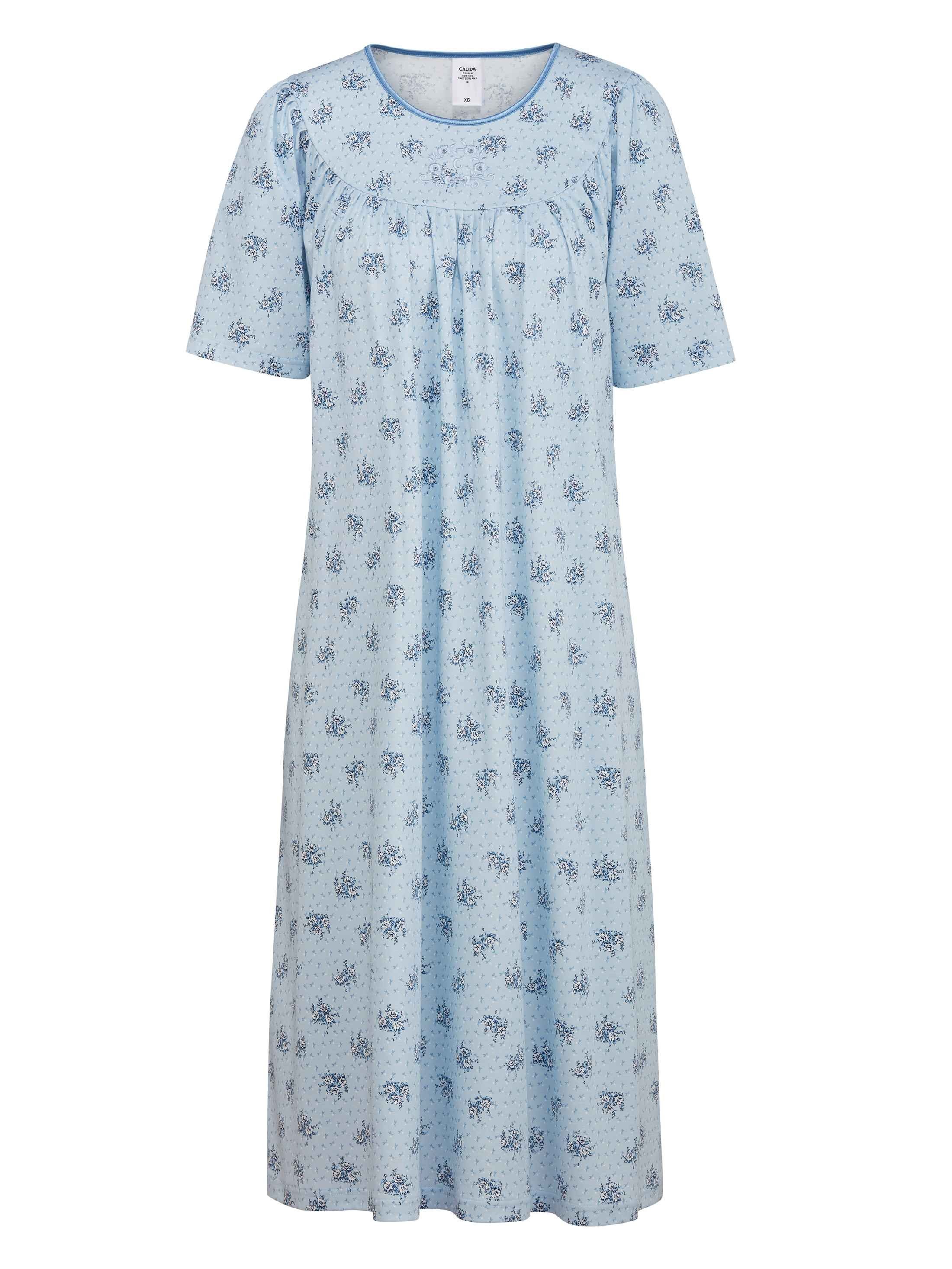 CALIDA Nachthemd Kurzarm-Nachthemd, Länge 110cm allure (1-tlg) blue