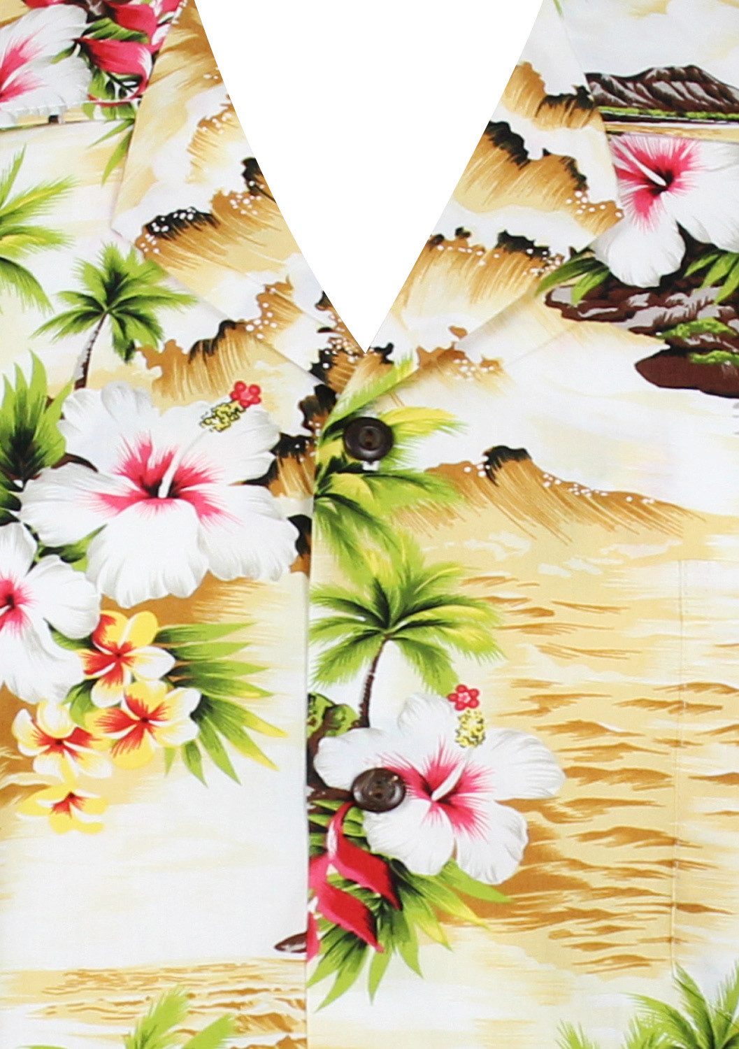 Pacific Legend Hawaiihemd "Welle" Herren Kurzarm Baumwolle Kokosknöpfe Original Hawaii