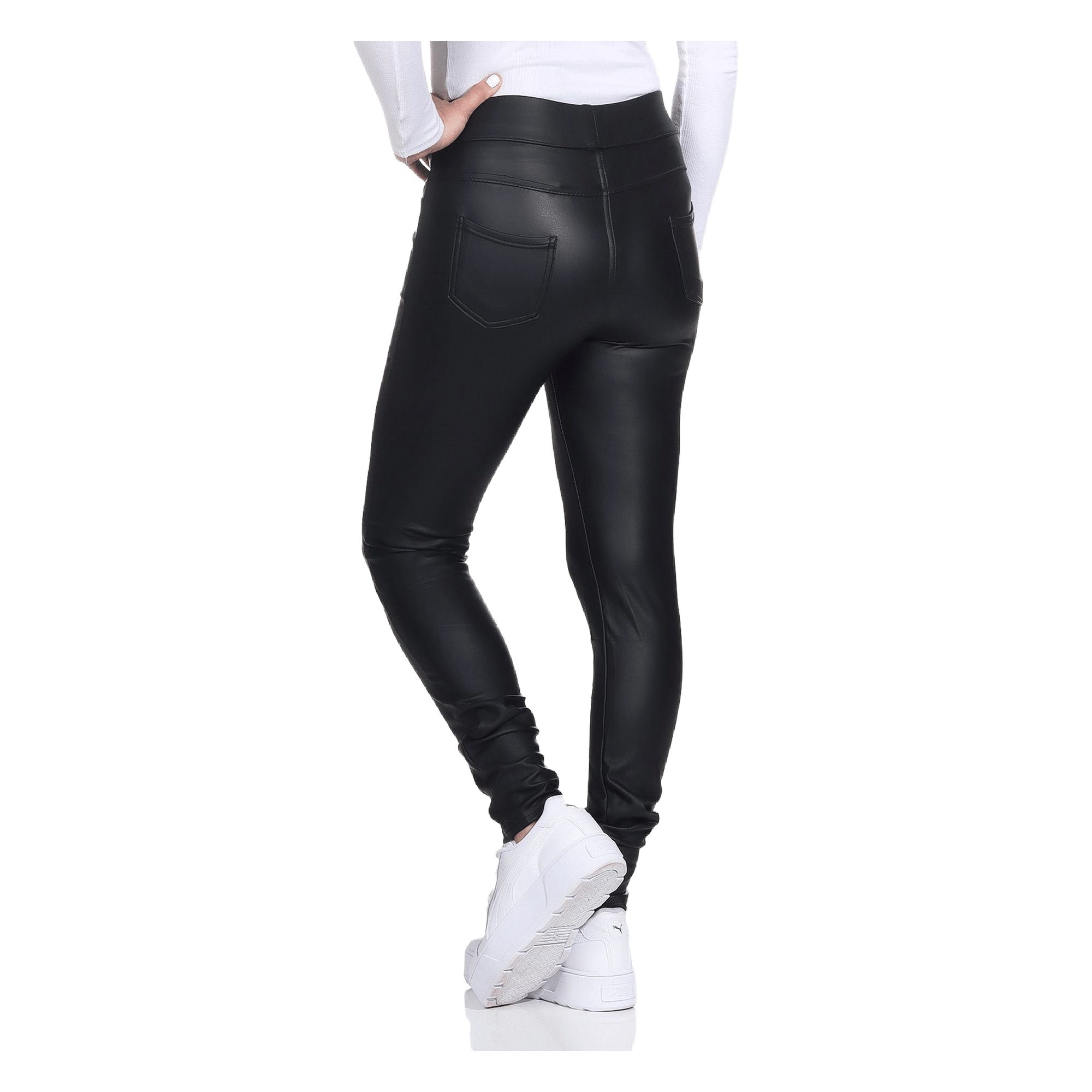 Aurela Damenmode Lederimitathose Damen Leder Leggings gefüttert mit elastischem Bund, in Unifarbe – Bild 2 von 2