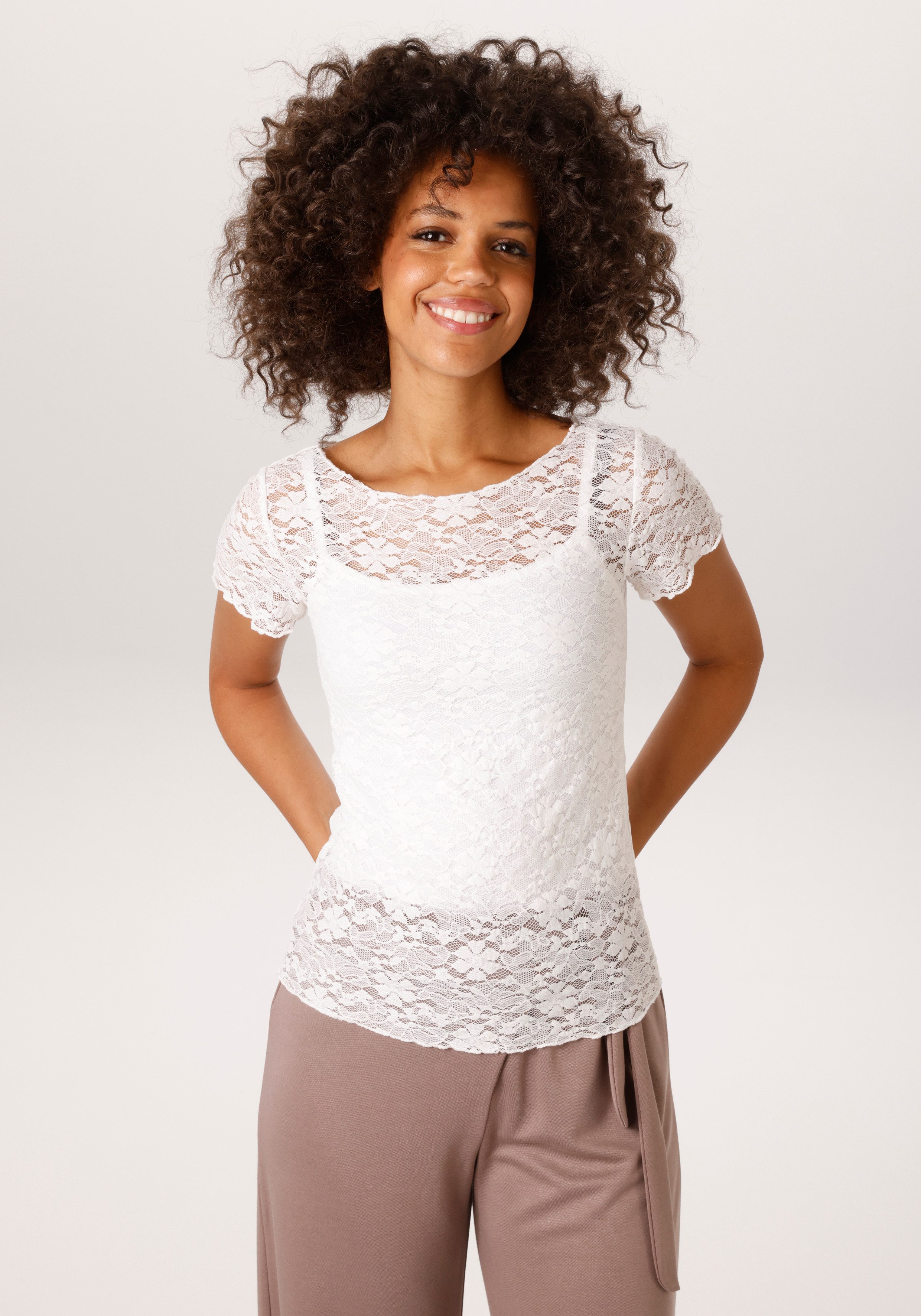 Aniston CASUAL T-Shirt aus floraler Häkelspitze - NEUE KOLLEKTION. € 19,99, (€ 19,99 pro 1 Stk).