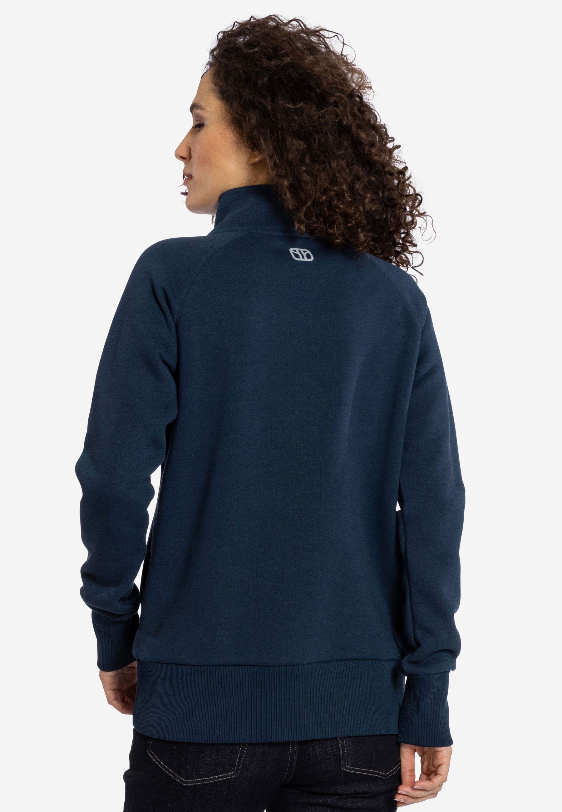 Reißverschluss und Stehkragen Elkline blueshadow mit Seitentaschen Performance Sweatshirt