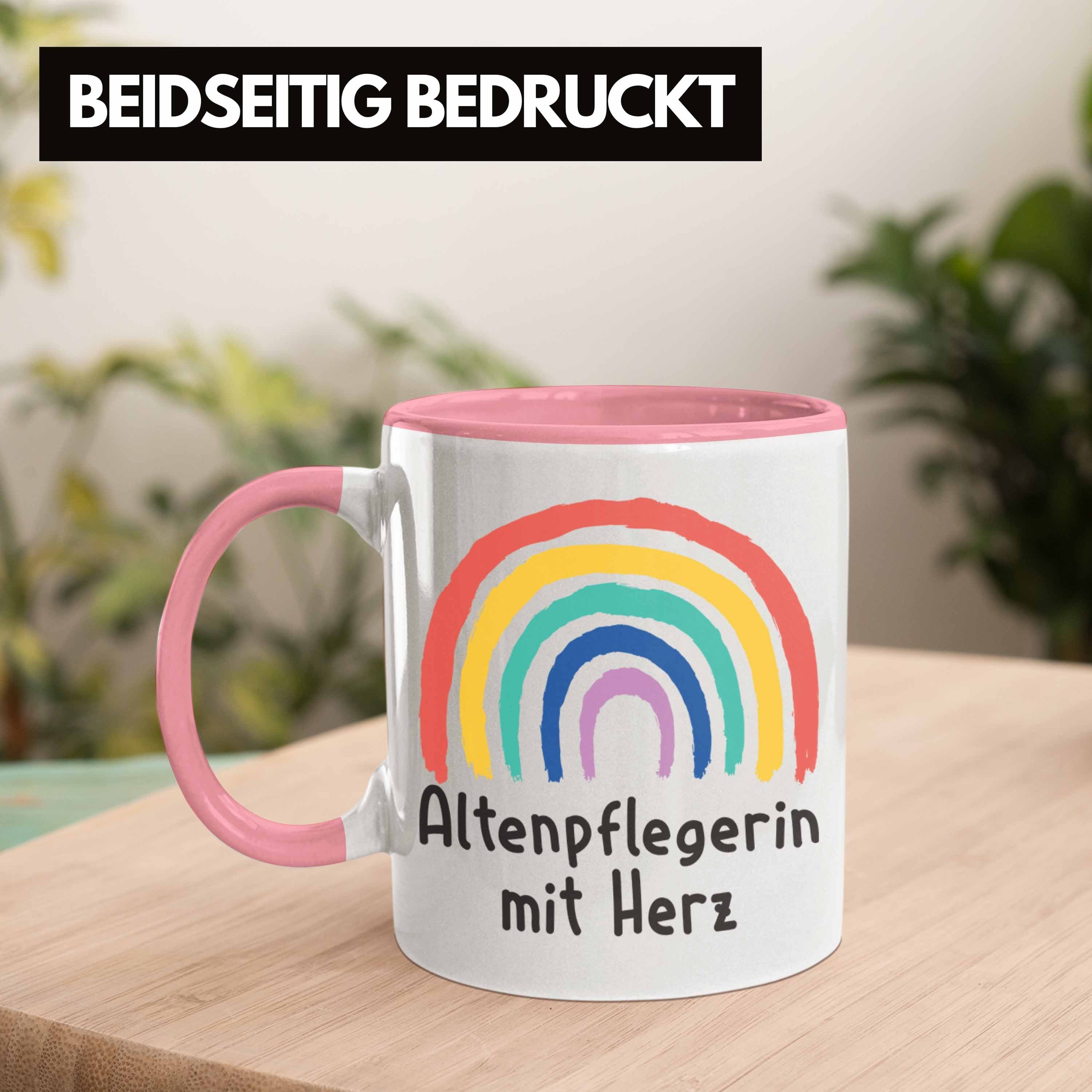 Herz Tasse Trendation Trendation Spruch Dankeschön - mit Geschenk Kaffeetasse mit Tasse Altenpflegerin Zubehör Rosa
