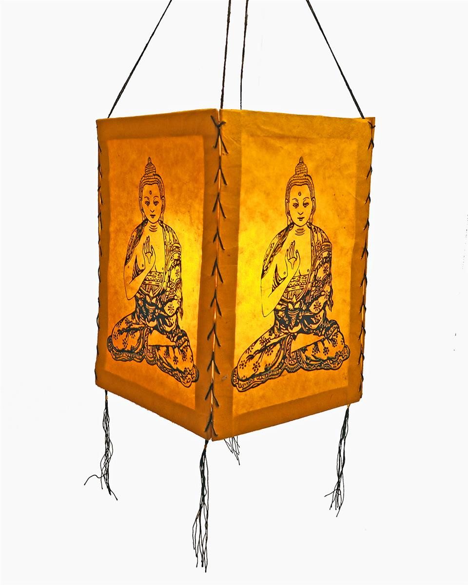 Hathi Lampenschirm Buddha, orange, LOKTA Papier, Hängelampe Nepal