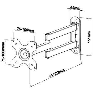 Drall Instruments S62 TV-Wandhalterung, (bis 32 Zoll, 1-tlg., Schwarze LCD LED Wandhalterung 19-32 Zoll neigbar schwenkbar VESA 100)