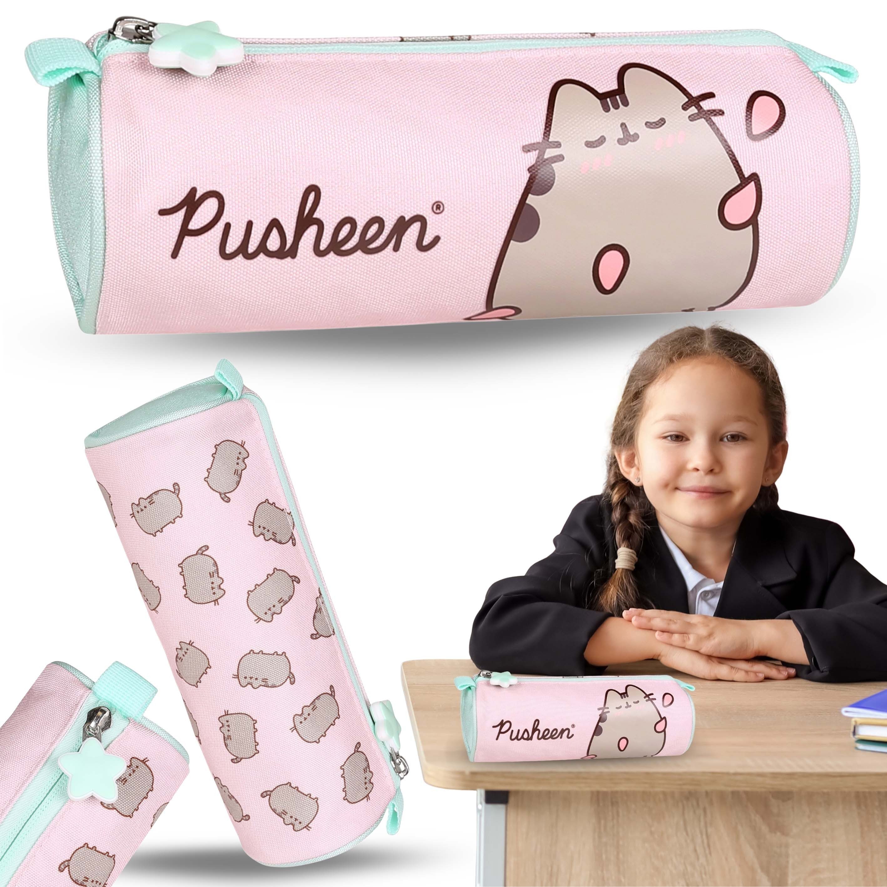 Pusheen Federmäppchen Pusheen Mäppchen rosa für Mädchen, rund, Etui 22x8x8cm