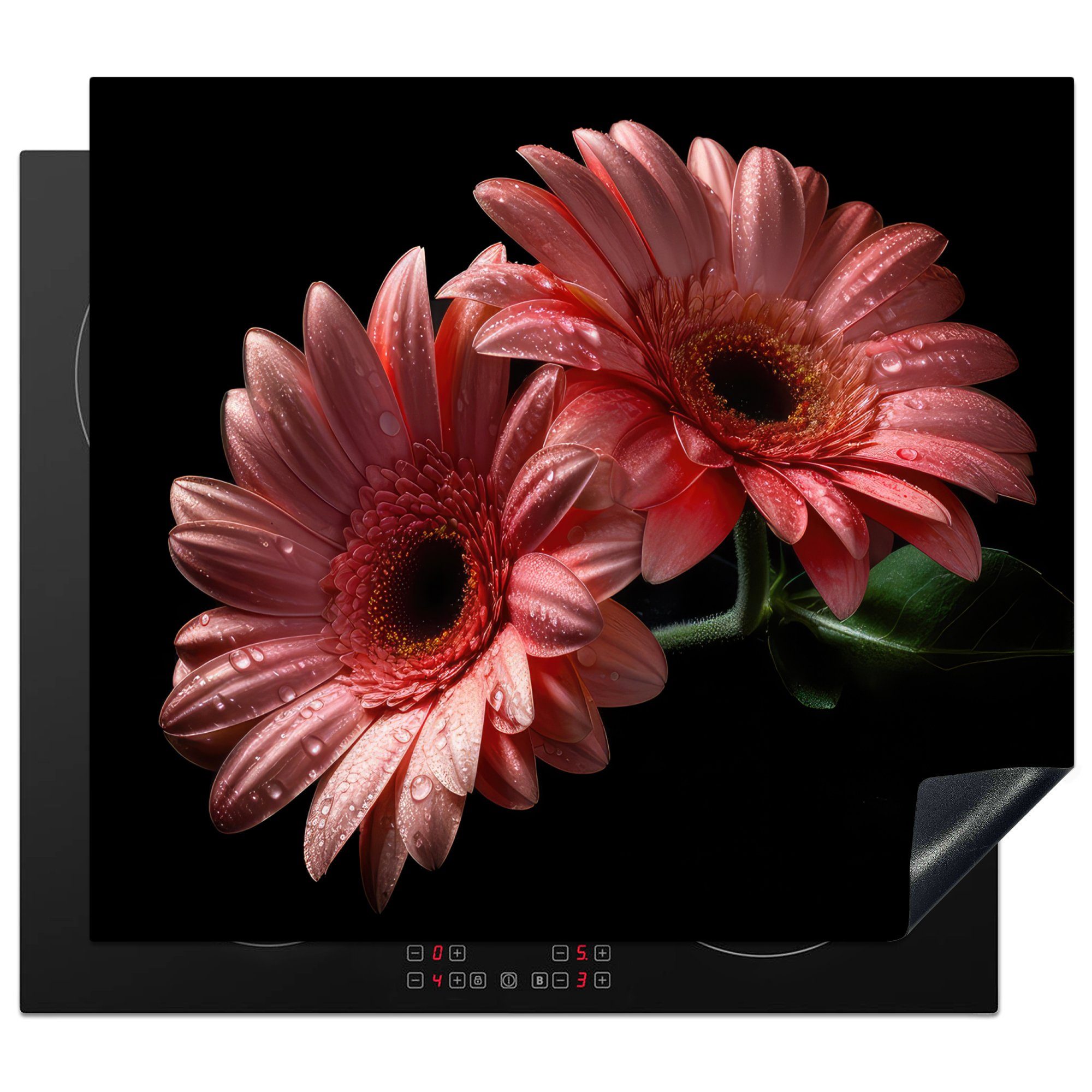 MuchoWow Herd-Abdeckplatte Blumen - Gerbera - Rosa - Natur - Porträt, Vinyl, (1 tlg), Cerankochfeld Abdeckung, Herd Abdeckplatten Vinyl, 58.3x51.3 cm
