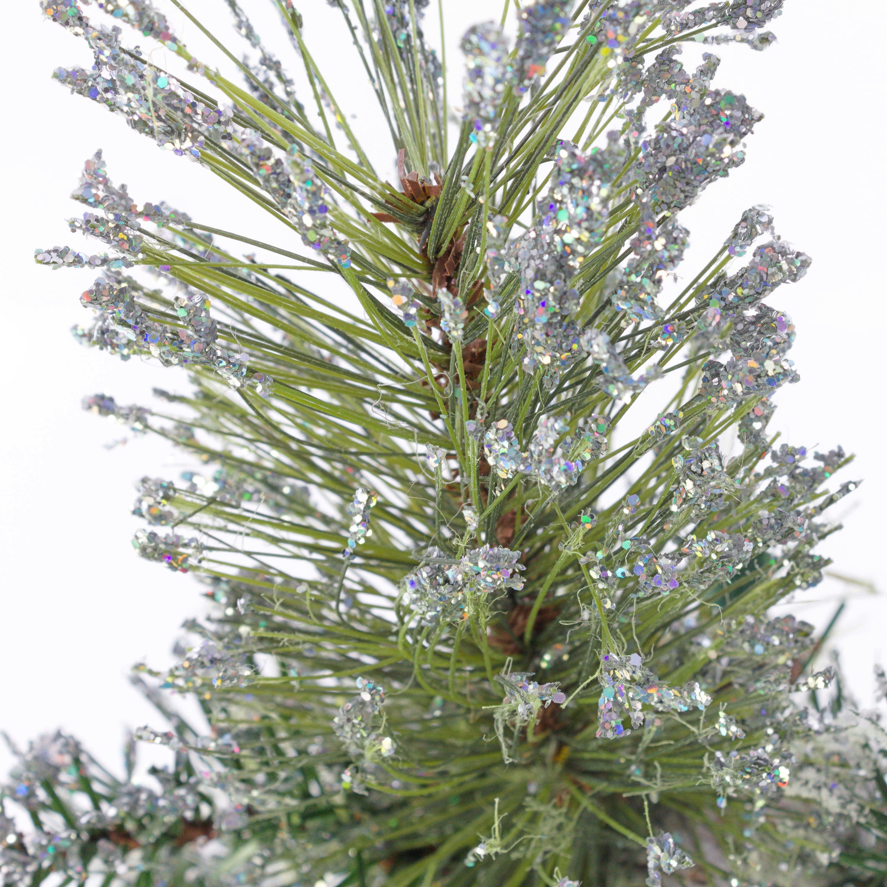 artplants Künstlicher Weihnachtsbaum Tannenbaum RIGA, Tannenzapfen, schee, Glitzer, 56 Zweige, 60cm, Ø 40cm