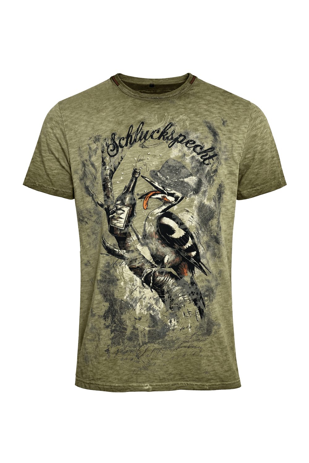 Hangowear T-Shirt HangOwear Herren T-Shirt Baldus Oliv ? Trachten Shirt Schluckspecht