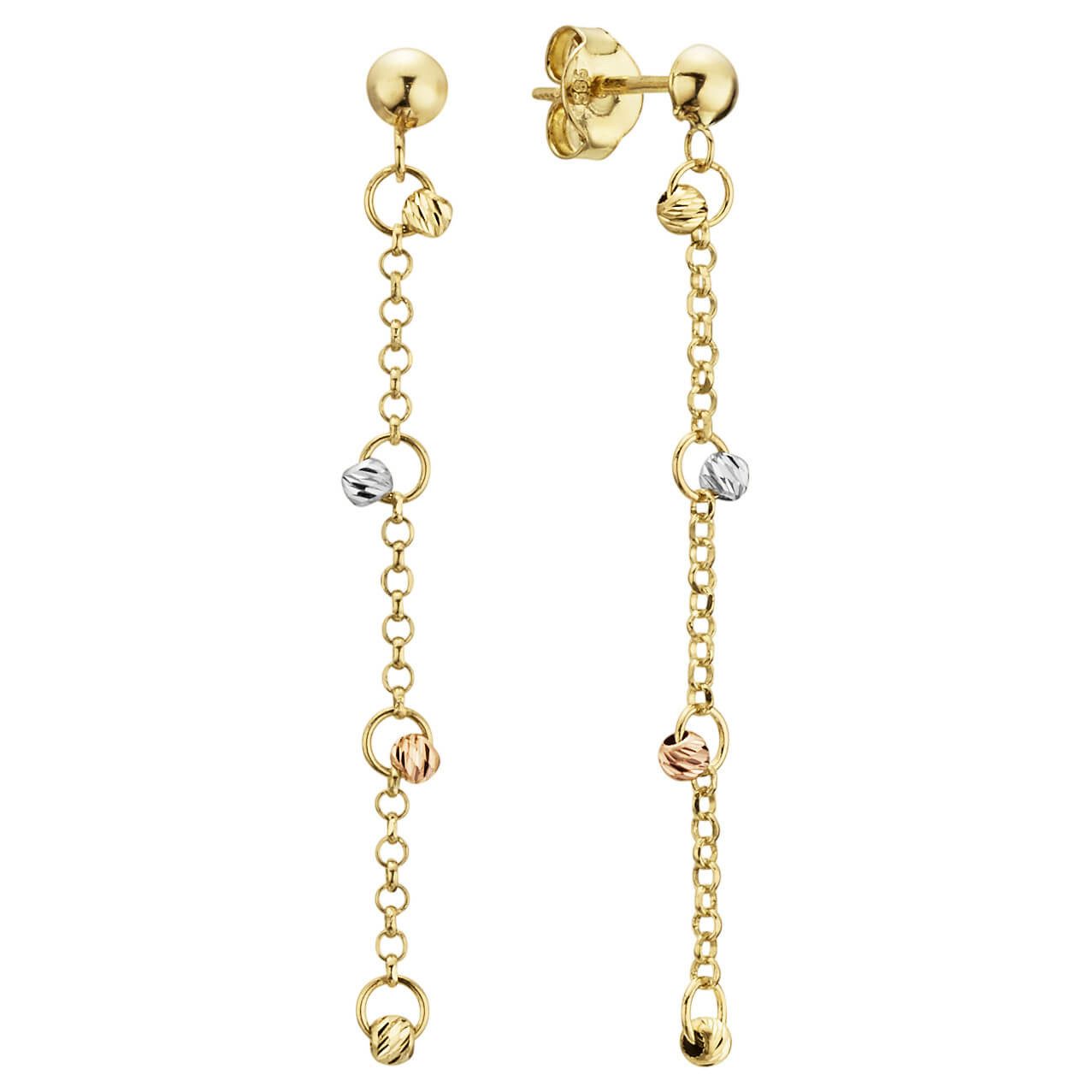 Schmuck Krone Paar Ohrhänger Ohrhänger 50mm Kügelchen 585 Gold gelb/weiß/ro günstig online kaufen