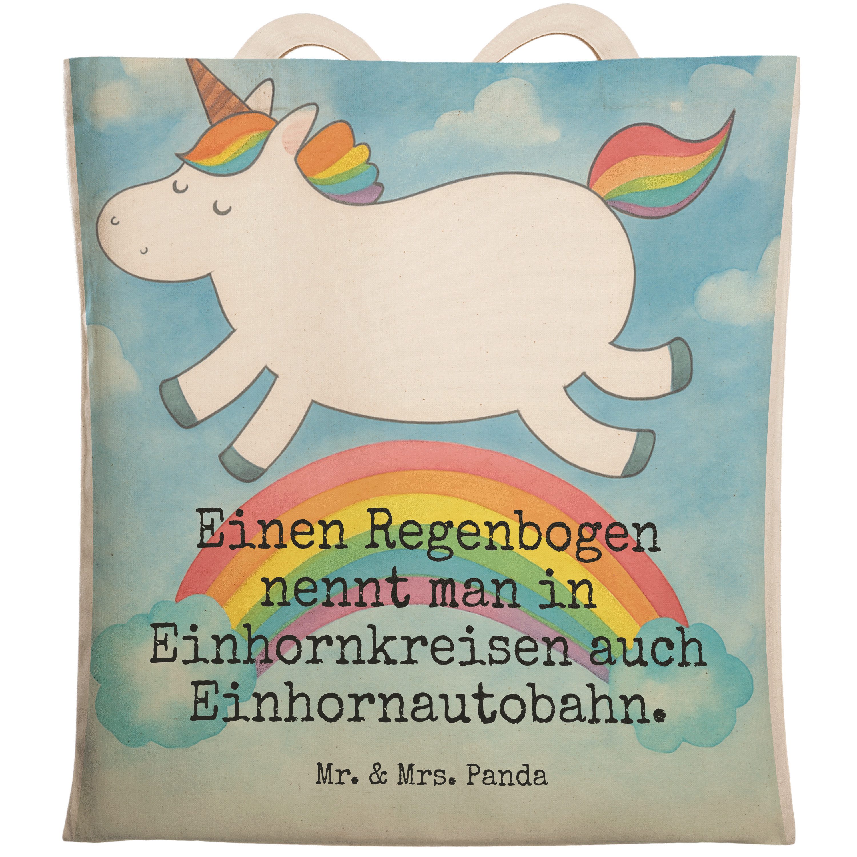 Tragetasche Einhorn Regenbogen Design, Tote Bag, Weiß, Einhornpower, Unicorn, Tas