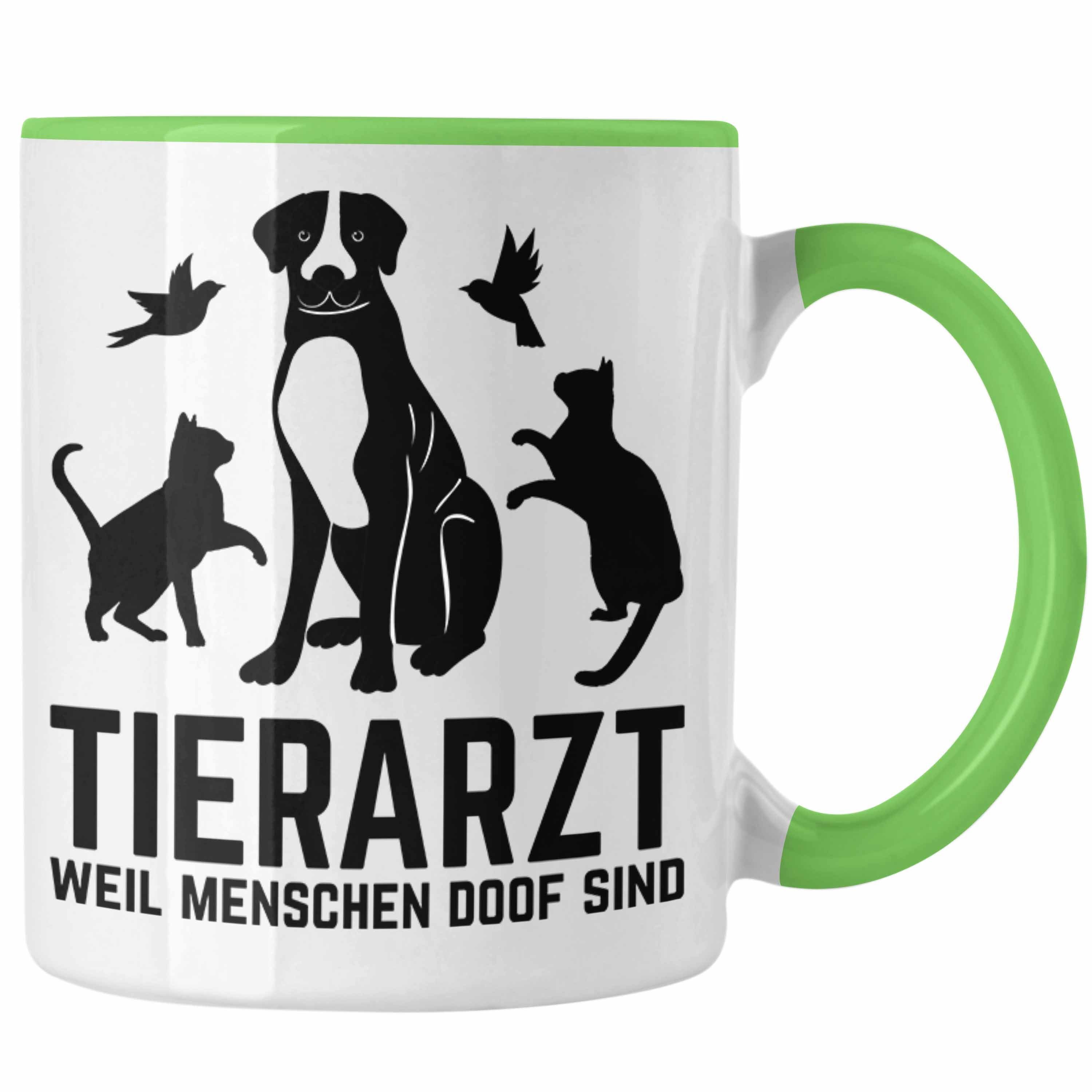 Trendation Tasse Tierarzt Tasse Geschenk für Tierärztin Geschenkidee Lustiger Spruch Ka Grün
