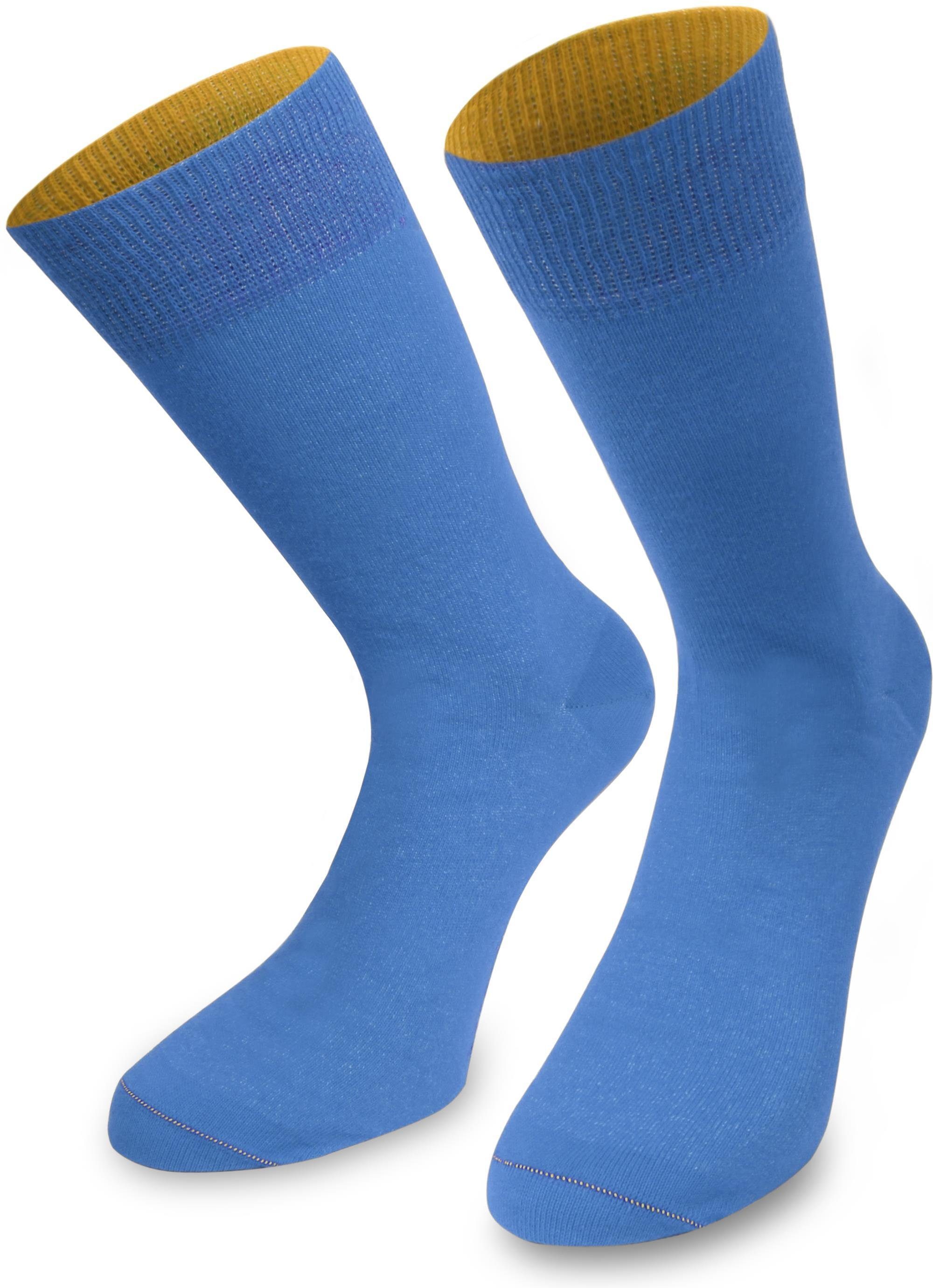Paar) Basicsocken Paar Socken Bi-Color (1 1 normani Bund farbig abgesetzter Himmelblau/Aprikose