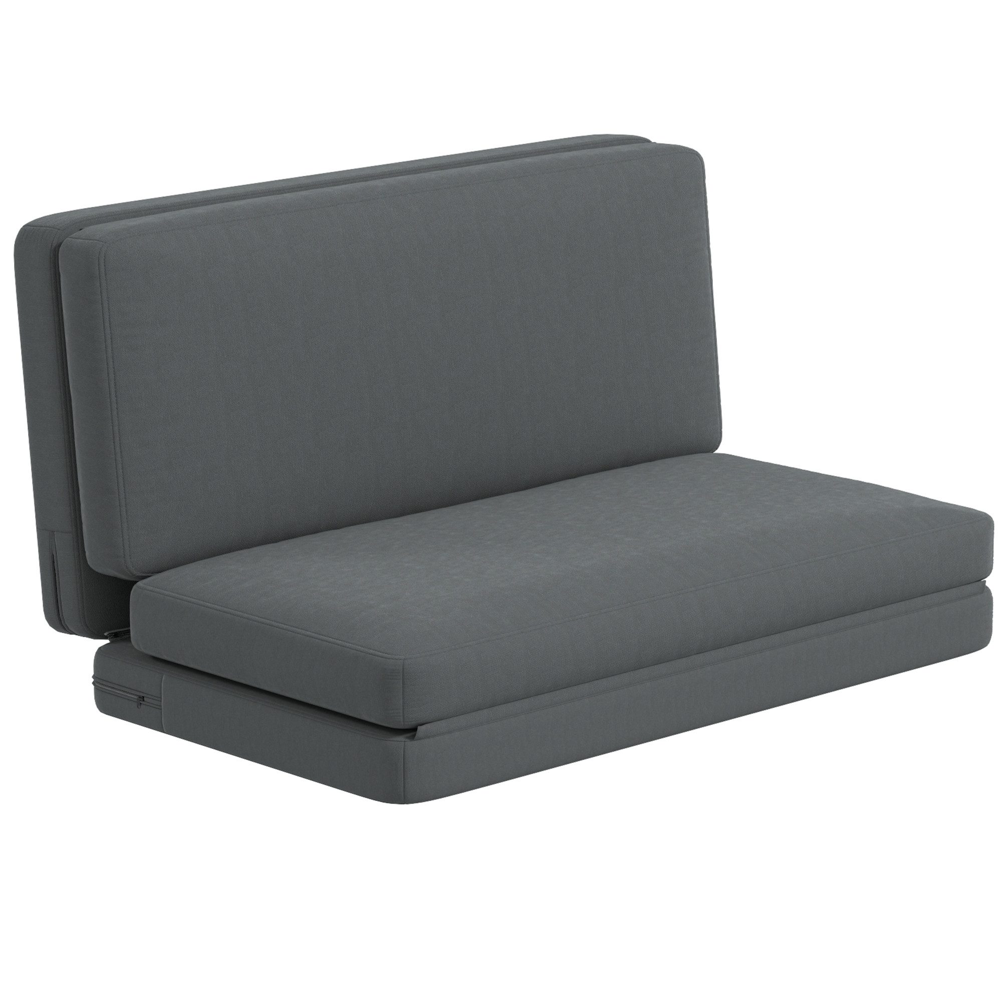 HOMCOM Sitzkissen Schlafsessel klappbar Schlafsofa mit Bettfunktion, für Schlafzimmer, Wohnzimmer, Dunkelgrau