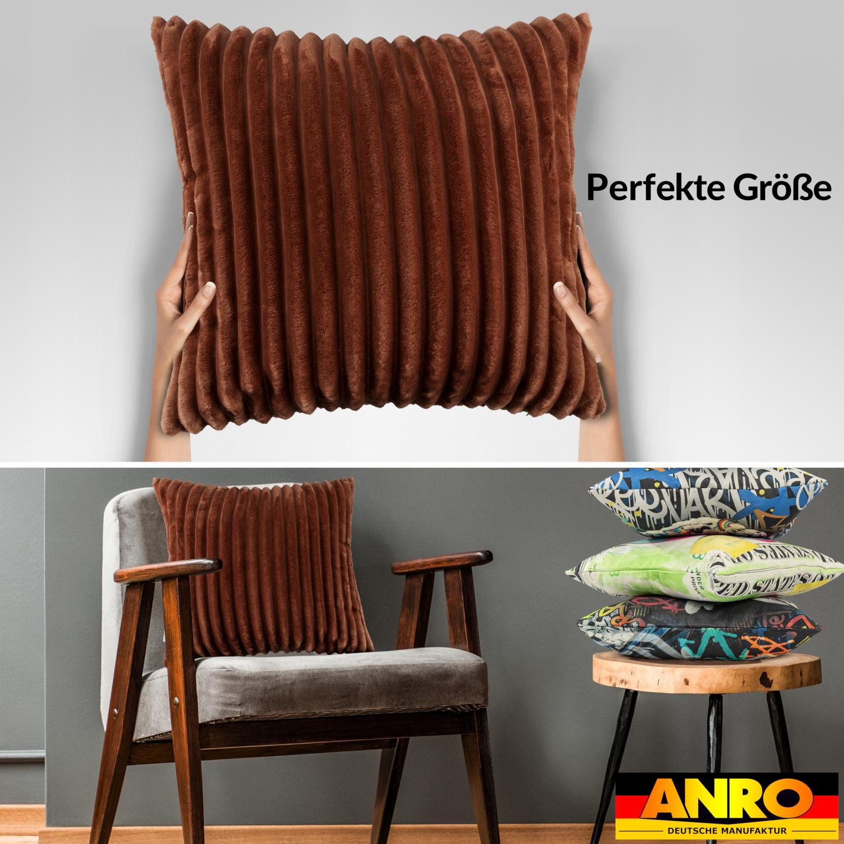 Kisska Dekokissen LILLI BIG CORD Velour Ambiente dekorieren, Kissenüberzug ohne Füllung BIG-Cord UNI 40x40cm Einfarbig Kupfer – Bild 4 von 5