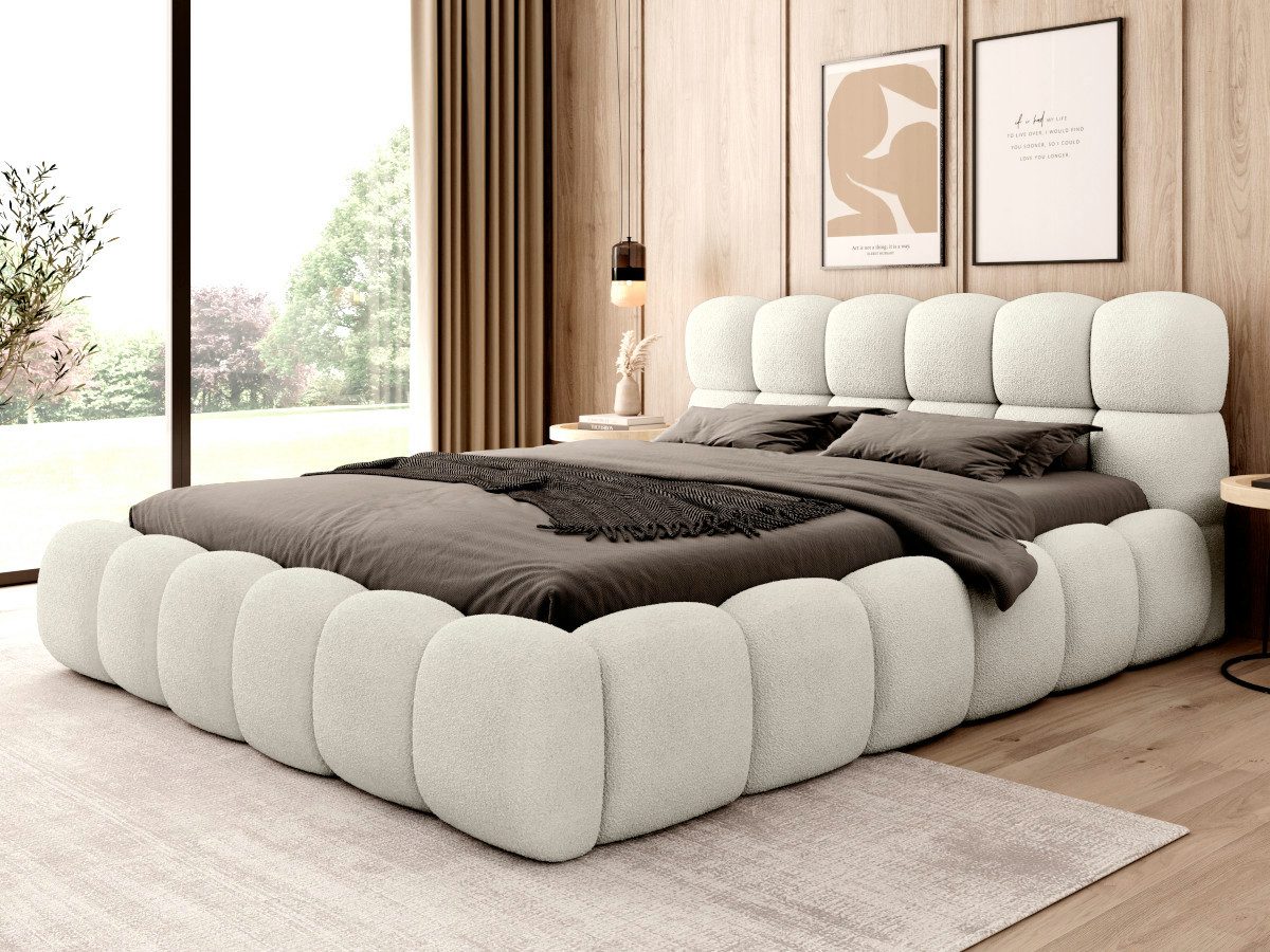 thematys Polsterbett mit Bettkasten / Stauraumbett, Bouclé 140x200 - 200x200cm (Optional mit 28 cm H3/H4 Taschenfederkern oder 23 cm Taschenfederkern-Matratze H – Bild 5 von 5