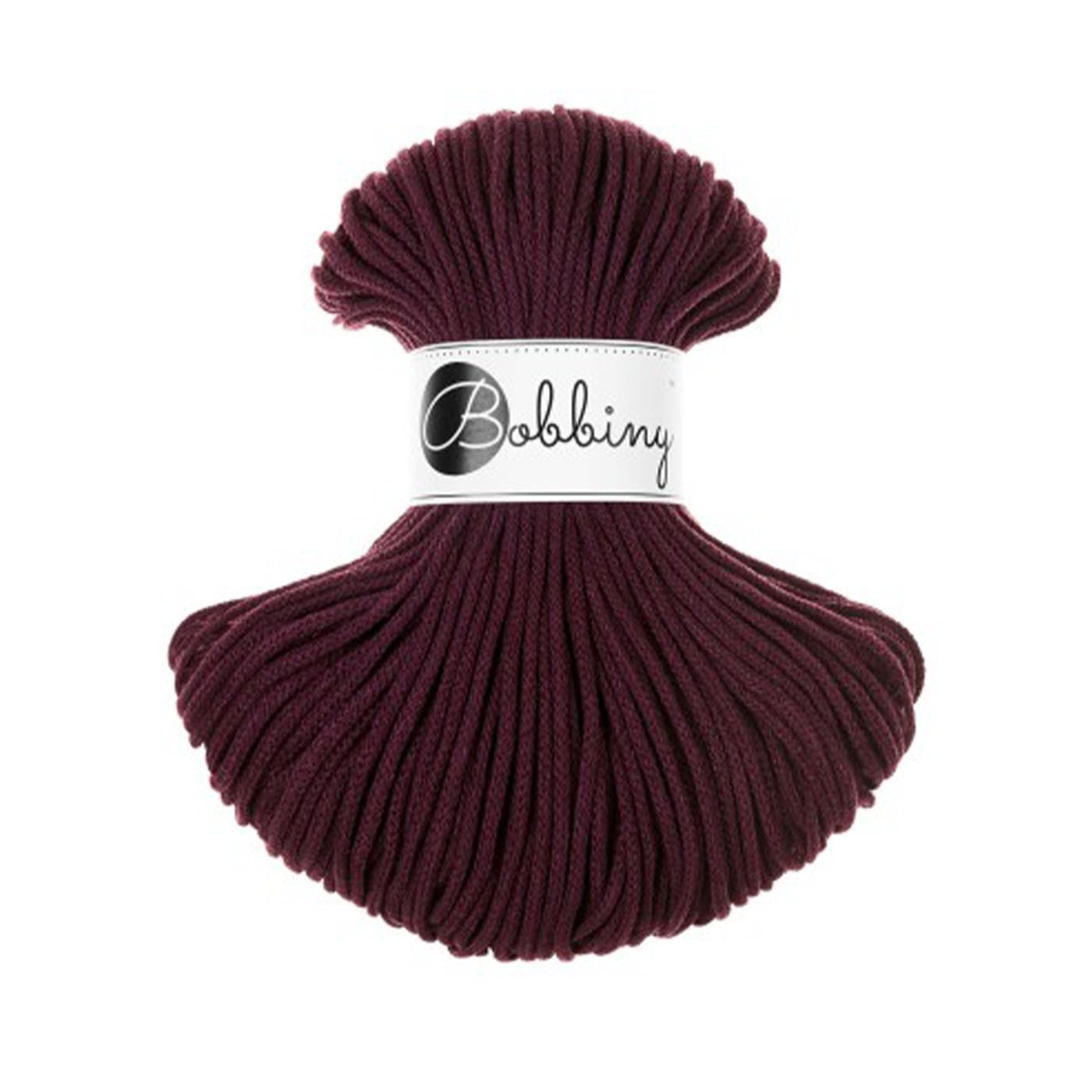 Bobbiny Baumwollkordeln - Flechtkordeln 3 mm - 100m Burgundy Bastelgarn, 100 m