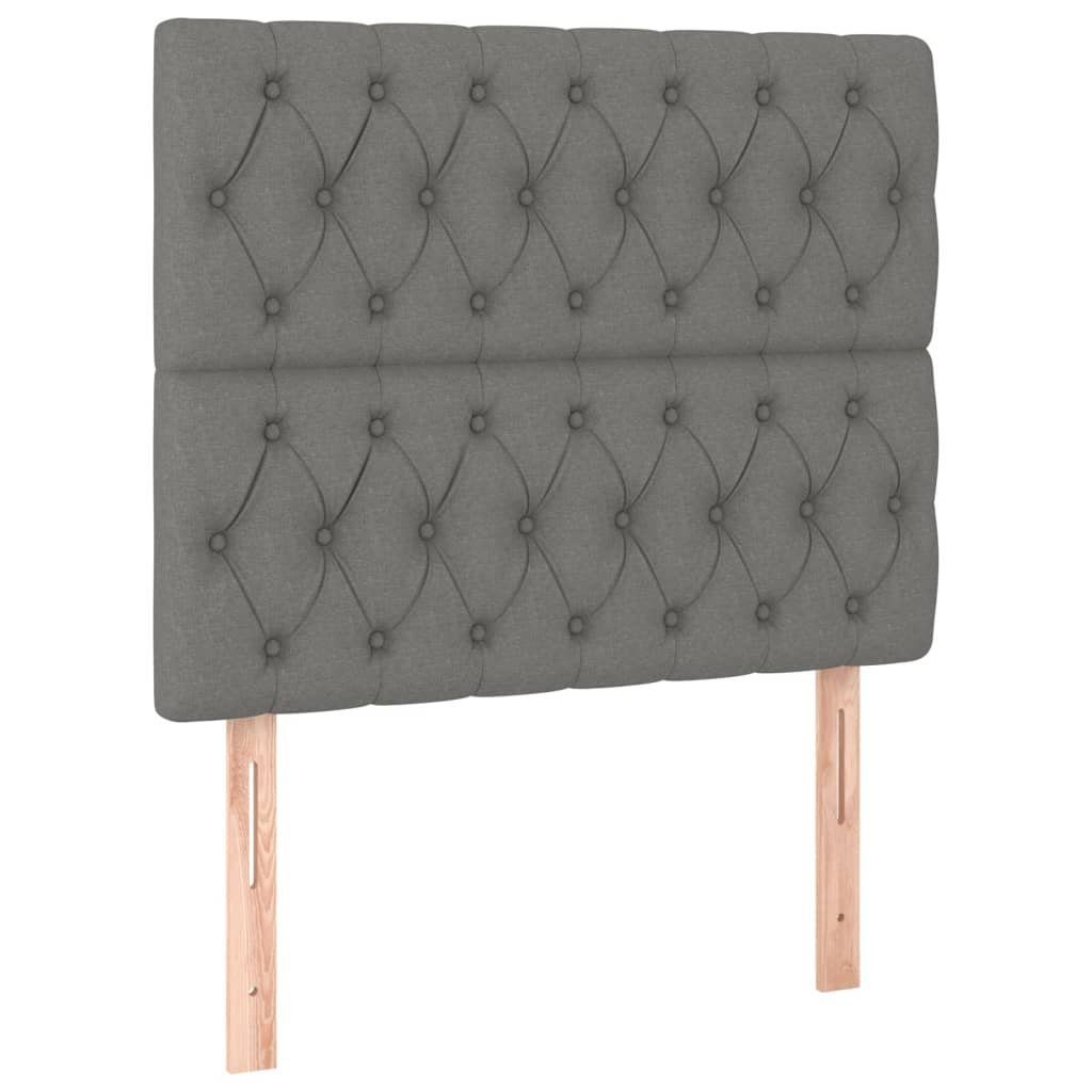 vidaXL Bett Kopfteil Dunkelgrau 90 x 7 x 118/128 cm Stoff (1-tlg)