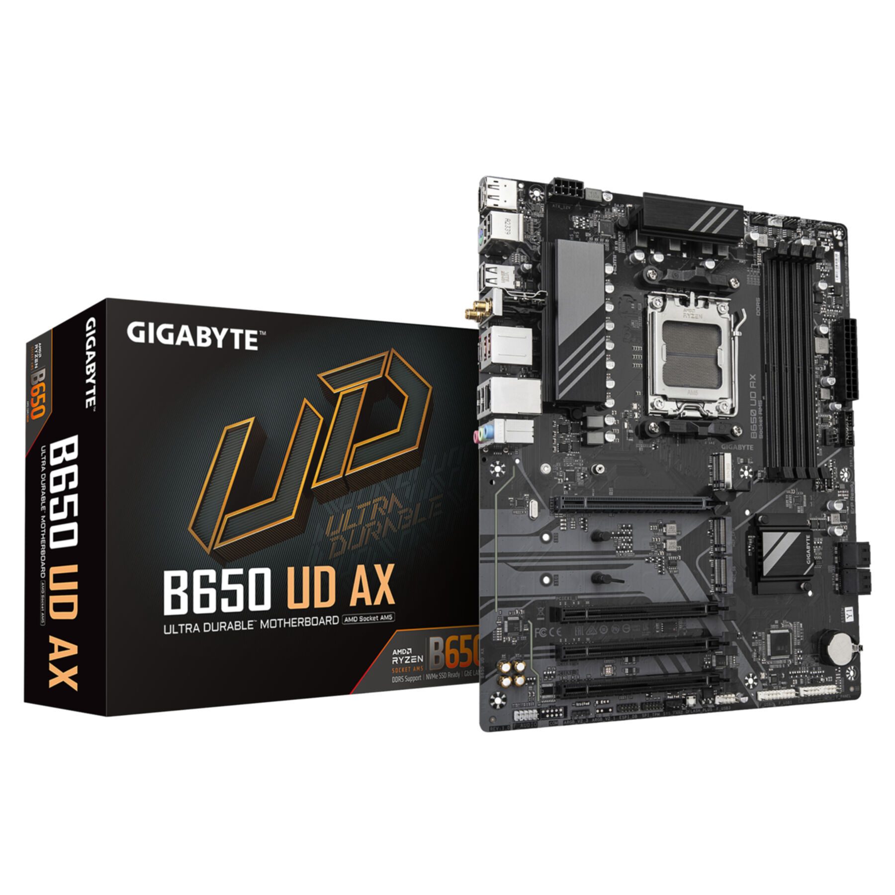 Gigabyte B650 UD AX Motherboard - Unterstützt AMD Ryzen 9000 Serie CPUs, 6+2+2 Mainboard