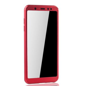 König Design Handyhülle Samsung Galaxy A6 Plus (2018), Samsung Galaxy A6 Plus (2018) Handyhülle 360 Grad Schutz Full Cover Rot