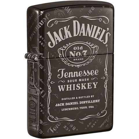 LK Trend & Style Feuerzeug ZIPPO Black Ice gel."Jack Daniels Logo+Portrait", Für alle Whisky Fans und die, die es werden wollen, 8seitig gelasert