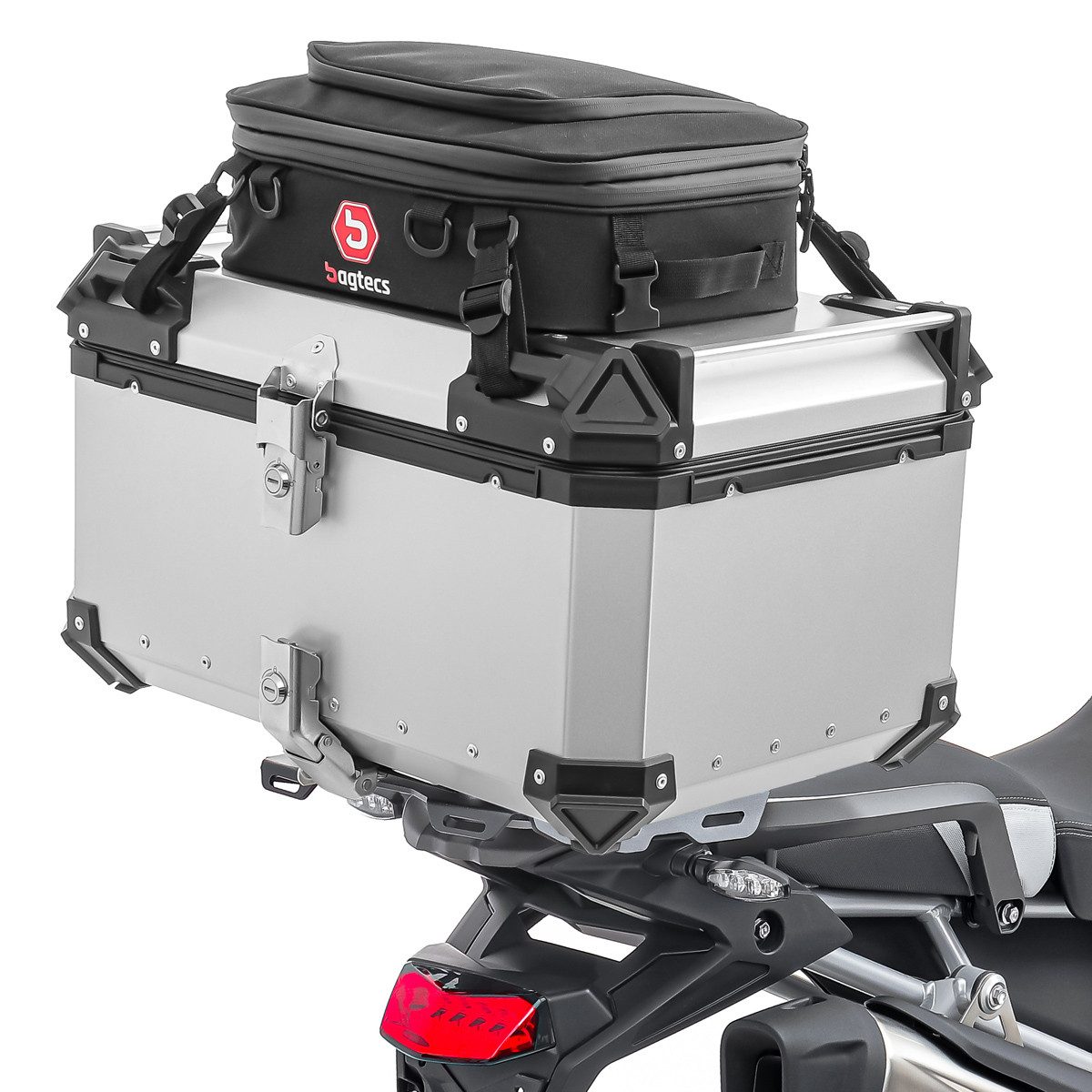 Bagtecs Topcase Set Alu Topcase + Gepäckbrücke passend für Triumph Tiger 1200 Rally Ex