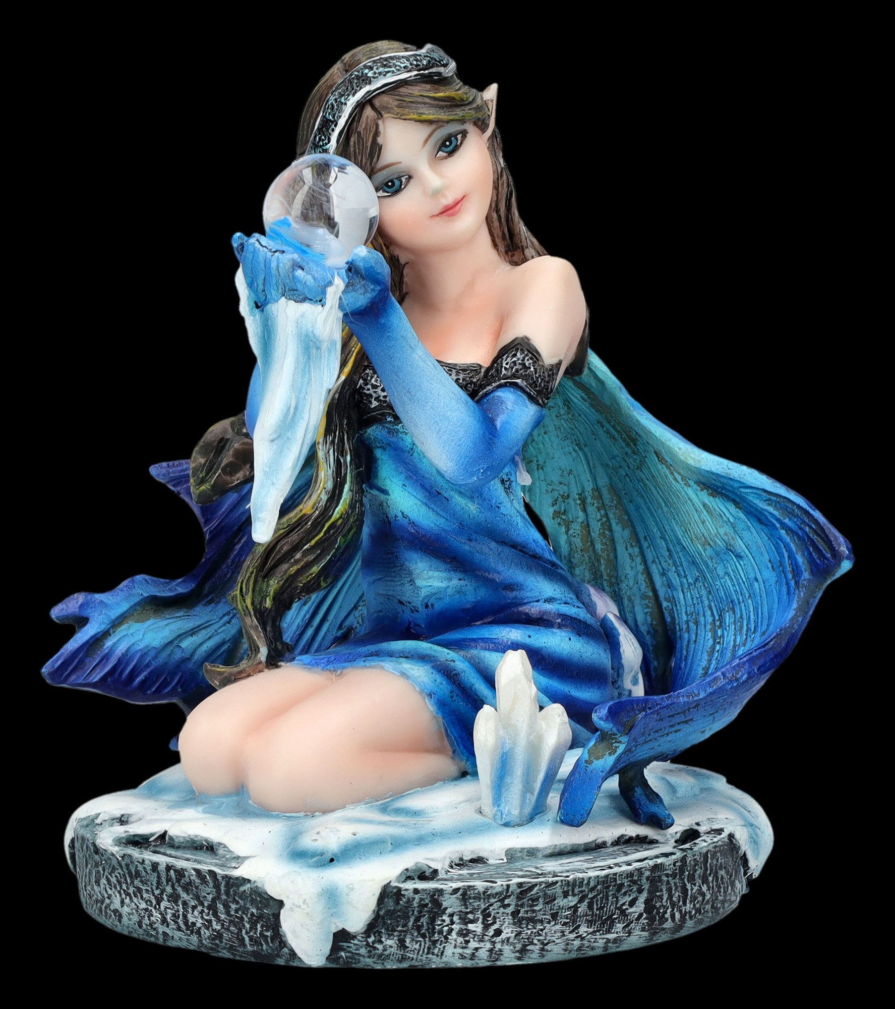 Figuren Shop GmbH Fantasy-Figur Elfen Figur klein blau - Winara Winter Fee - Fee Fantasy Dekoration