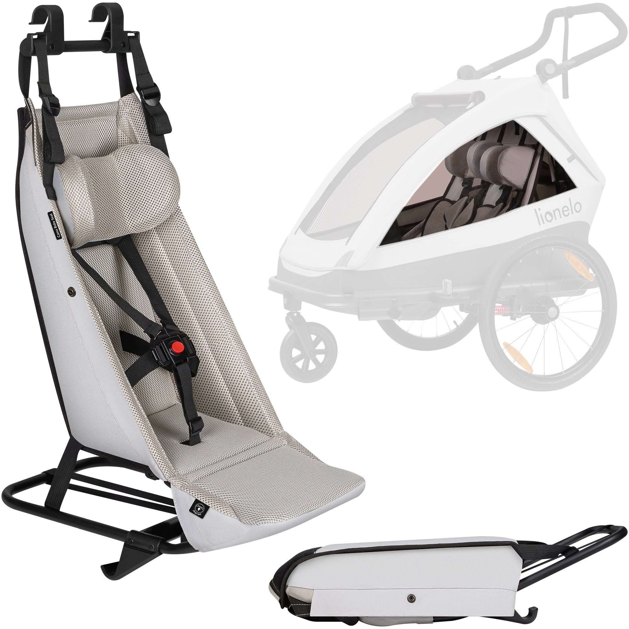 lionelo Fahrradkinderanhänger CAMA, 2in1 / SIQ / All-round-safety/ Head+/UPF 50+/60l Kofferraum