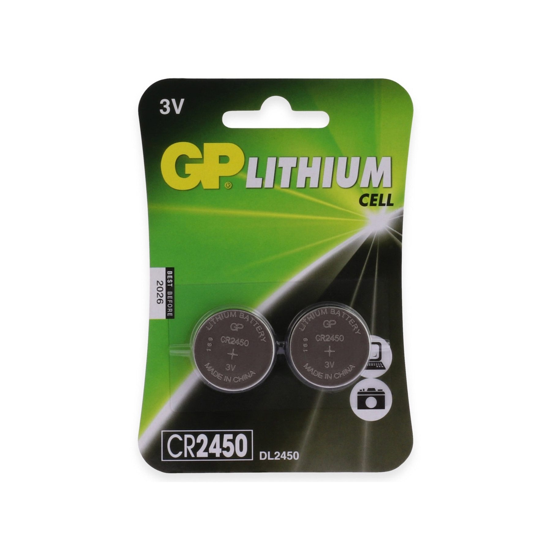 Gp GP Knopfzelle, CR2450, Lithium, 3 V, 2 St. Knopfzelle