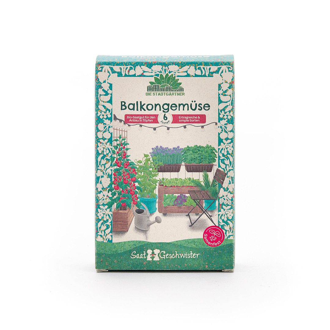 Gemüsesamen Saatgut-Set mit 6 BIO Balkongemüsesorten, Tolles Garten-Geschenk