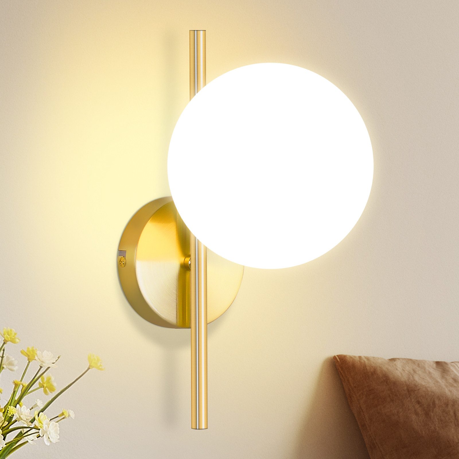 Nettlife Wandleuchte Innen Schlafzimmer Vintage Gold Glas Nachttischlampe T günstig online kaufen