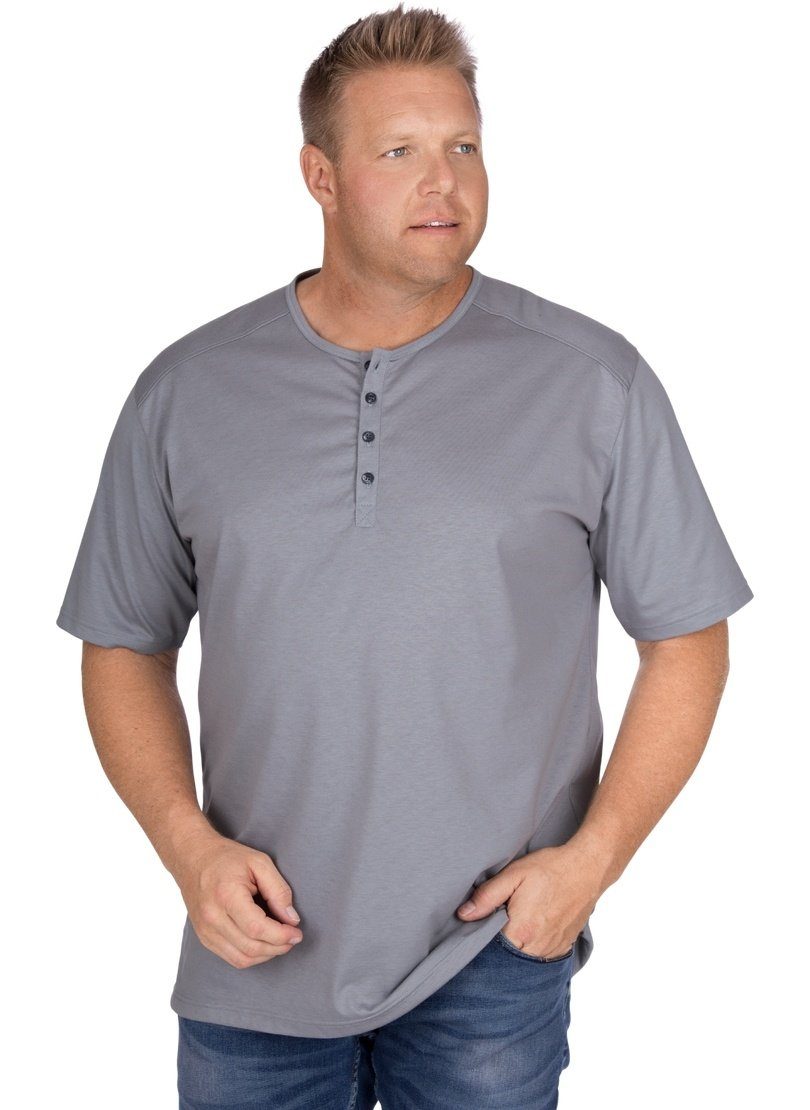 Trigema T-Shirt TRIGEMA cool-grey Knopfleiste DELUXE mit T-Shirt Baumwolle