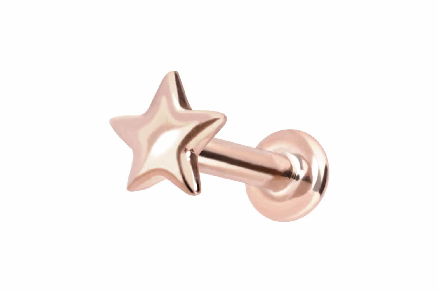 Piercing-Set 14 Karat Gold Labret mit Innengewinde STERN