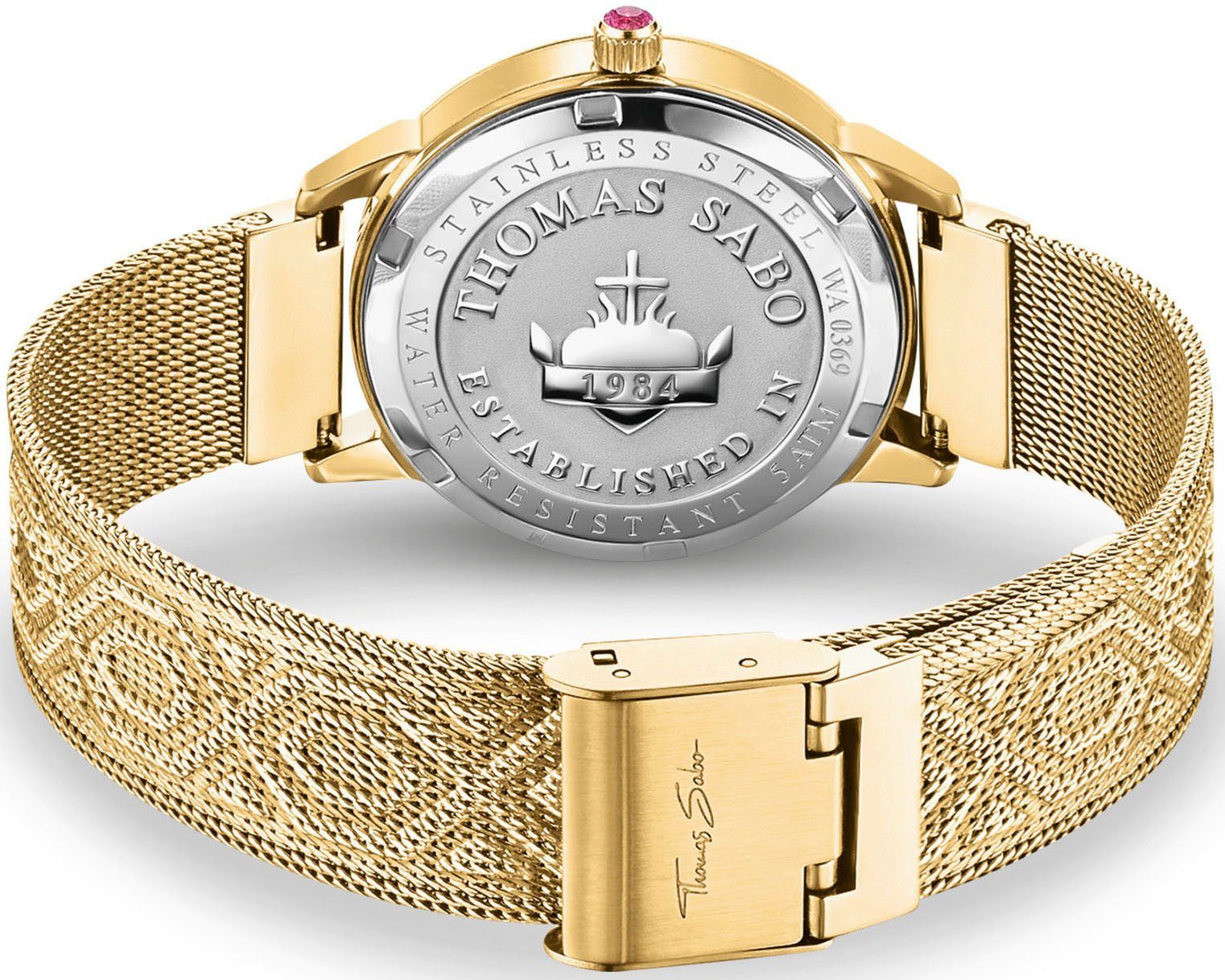 THOMAS SABO Quarzuhr KALEIDOSKOP LIBELLE WA0369-264-211-33 MM, Damenuhr, Armbanduhr, Schmucksteine, Libellen, Edelstahl
