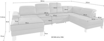 exxpo - sofa fashion Wohnlandschaft Mantua 2, inkl. Kopf- bzw. Rückenverstellung, wahlweise mit Bettfunktion