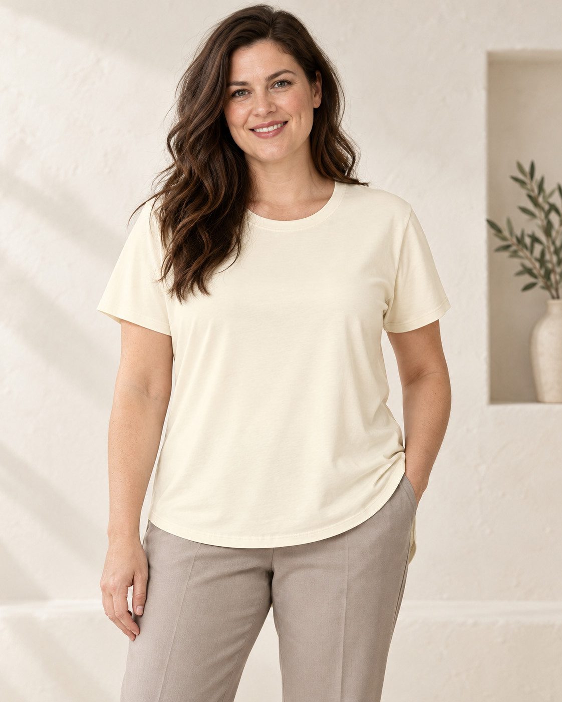 Sitztgut T-Shirt für Damen aus Baumwolle und Modal, locker geschnitten (1-tlg) 155 g/m² Single Jersey aus Baumwolle und Modal