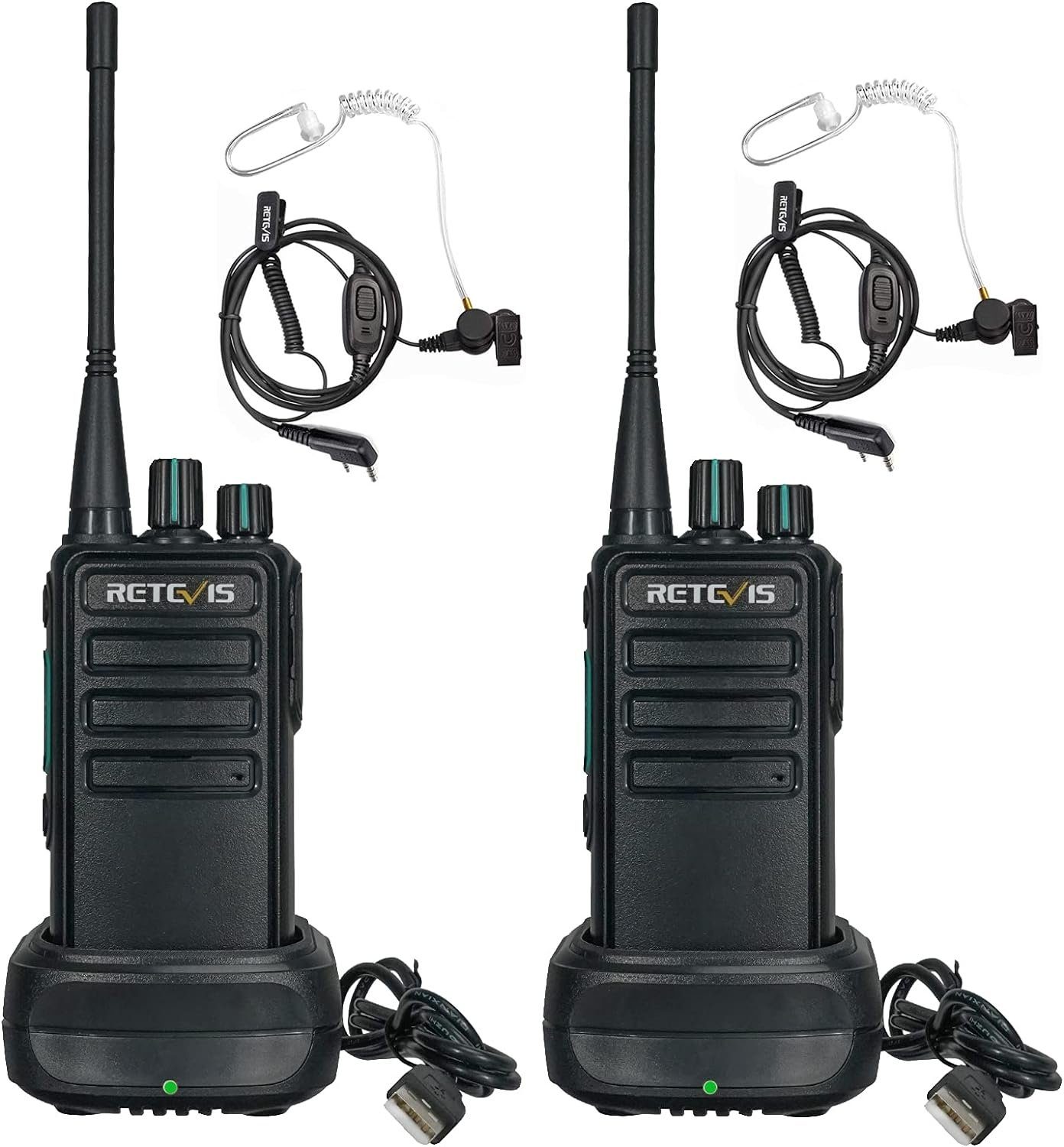 Retevis Walkie Talkie RB629 Funkgeräte, mit Drahtloser Klonfunktion,für Sicherheit (2 Stück), (SET, 2 x RB629 Walkie Talkie 2 x Batterien 2 x Gürtelclip 2 x Ladegerät), Robust, mit Headset, Wireless Cloning, Notfallalarm, VOX, CTCSS & DCS