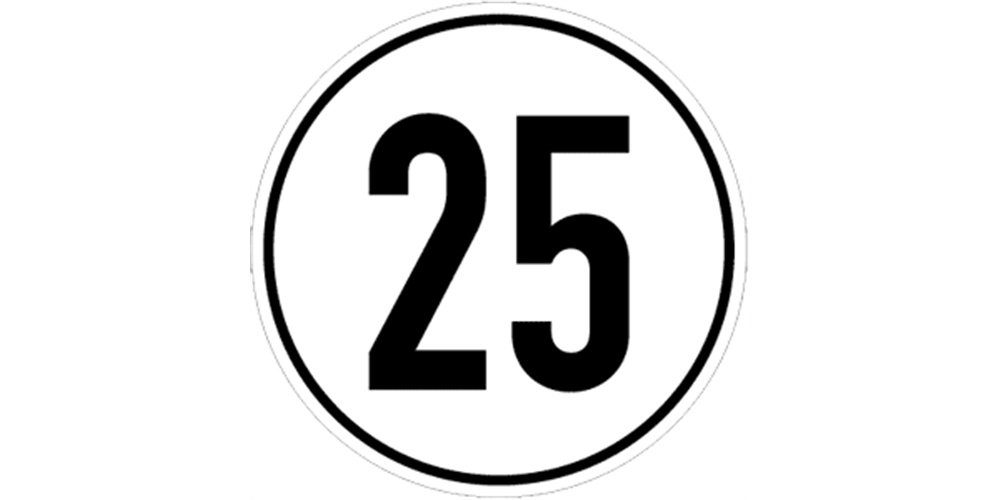 Dreifke Verkehrsschild Aufkleber Geschwindigkeitsschild, 25 km/h, Folie, Ø 200 mm