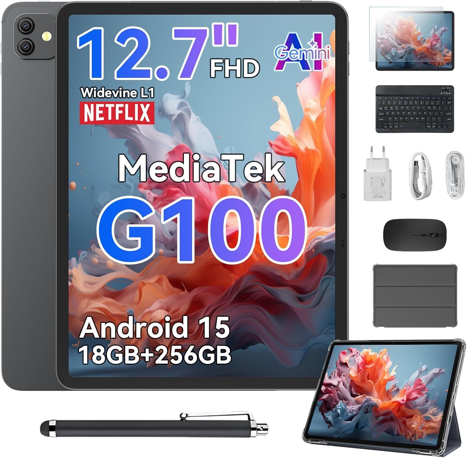 blackview 12.7" Link 8 2K+ 90Hz G100 Android 15 Tablet (13", 256 GB, 15, 4G(LTE), 12,7 zoll, Android 15, 8400mAh, 4G LTE, G100, 256GB)