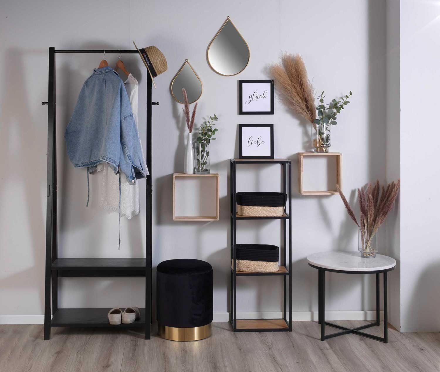 Home4You Sitzhocker, Goldfarben, Schwarz, Ø 31 günstig online kaufen