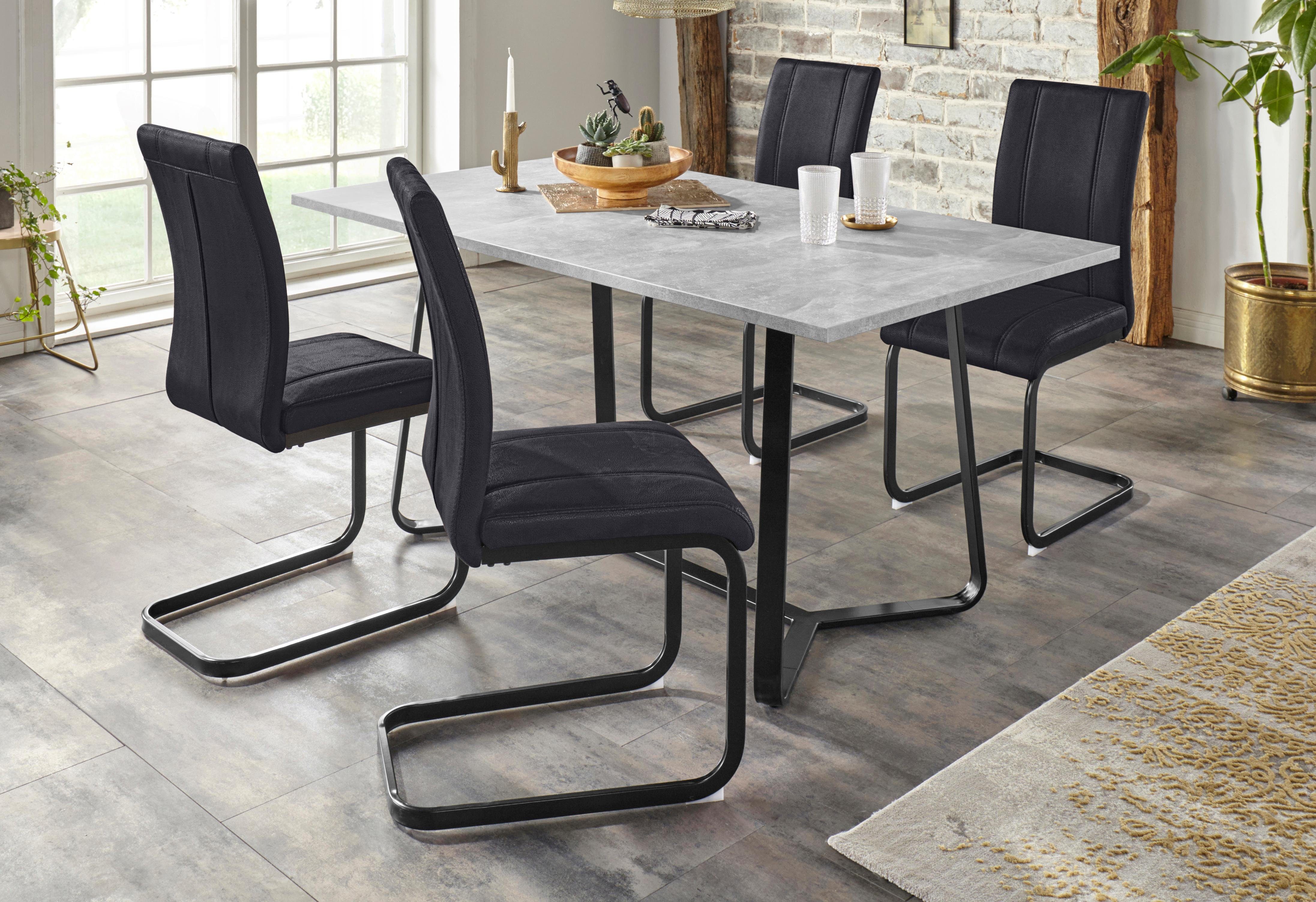 Homexperts Essgruppe, (Set, 5-tlg), Stuhl- und Tischgestell in schwarz  pulverbeschichtet