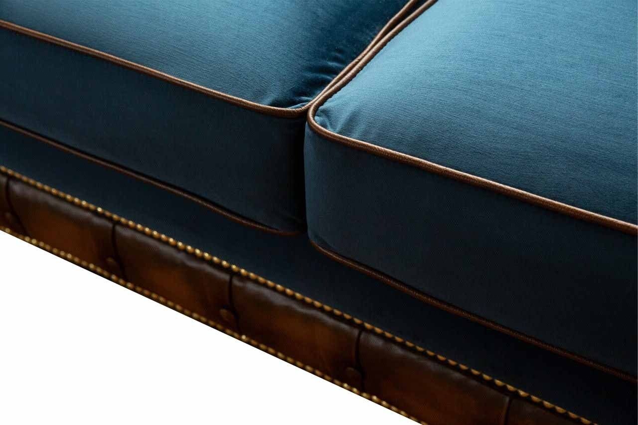 in Polster Blauer Couch Europe Sofa JVmoebel Designer Dreisitzer Made Sofa Chesterfield,